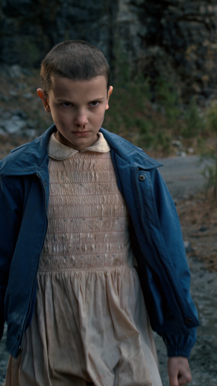 Millie Bobby Brown As Eleven In Stranger Things Logo Wallpapers