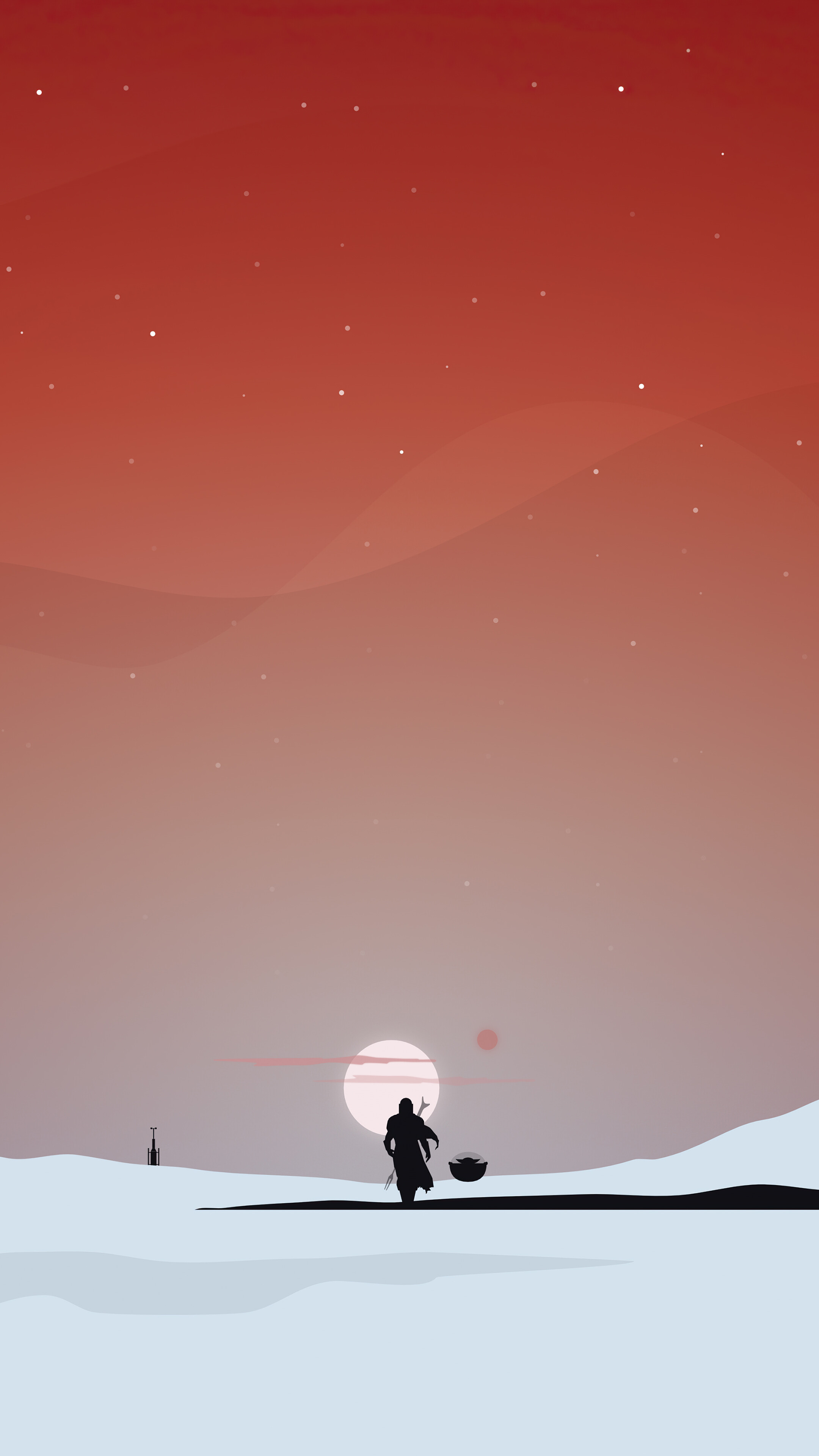 The Mandalorian Retrowave Minimalist Wallpapers