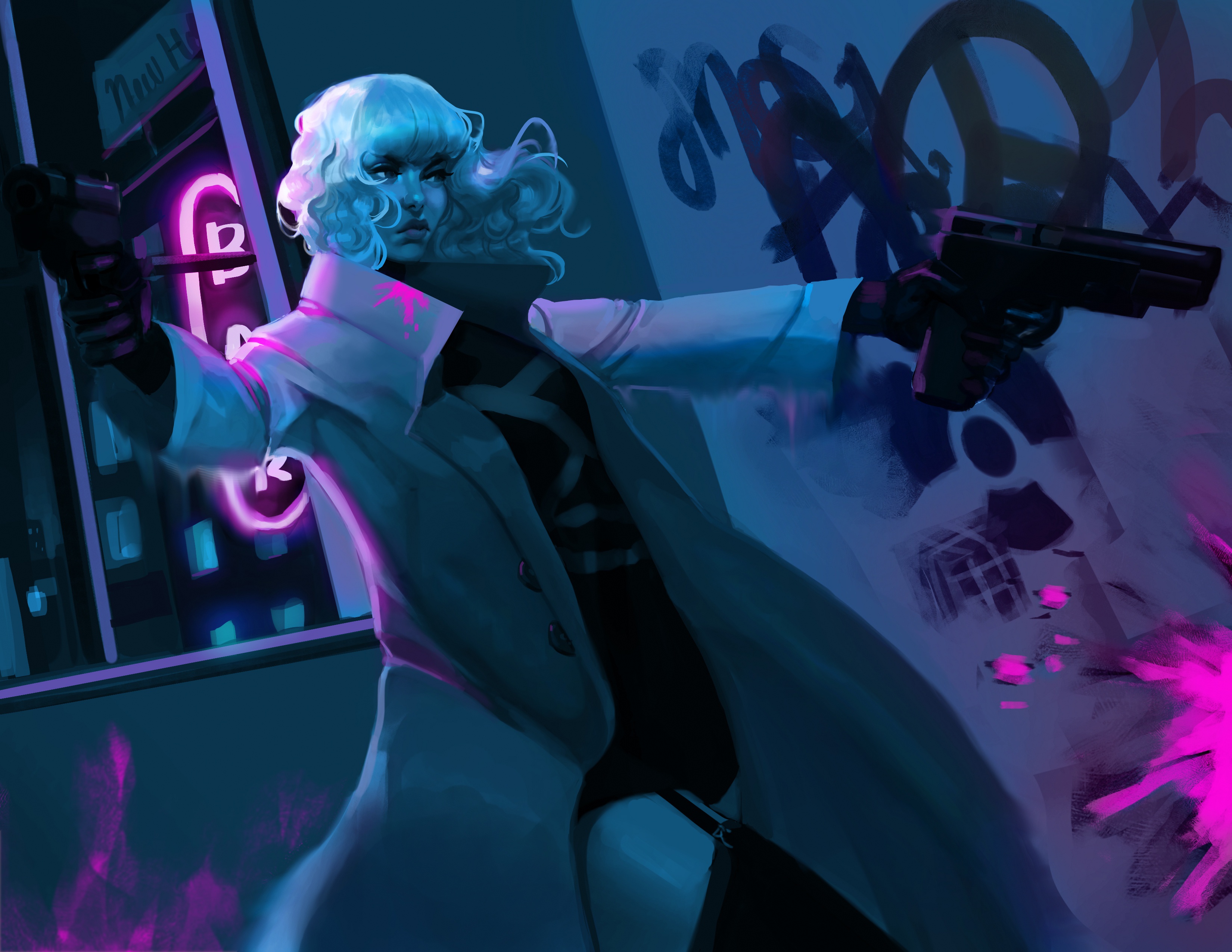 Atomic Blonde Warrior Woman Art Wallpapers