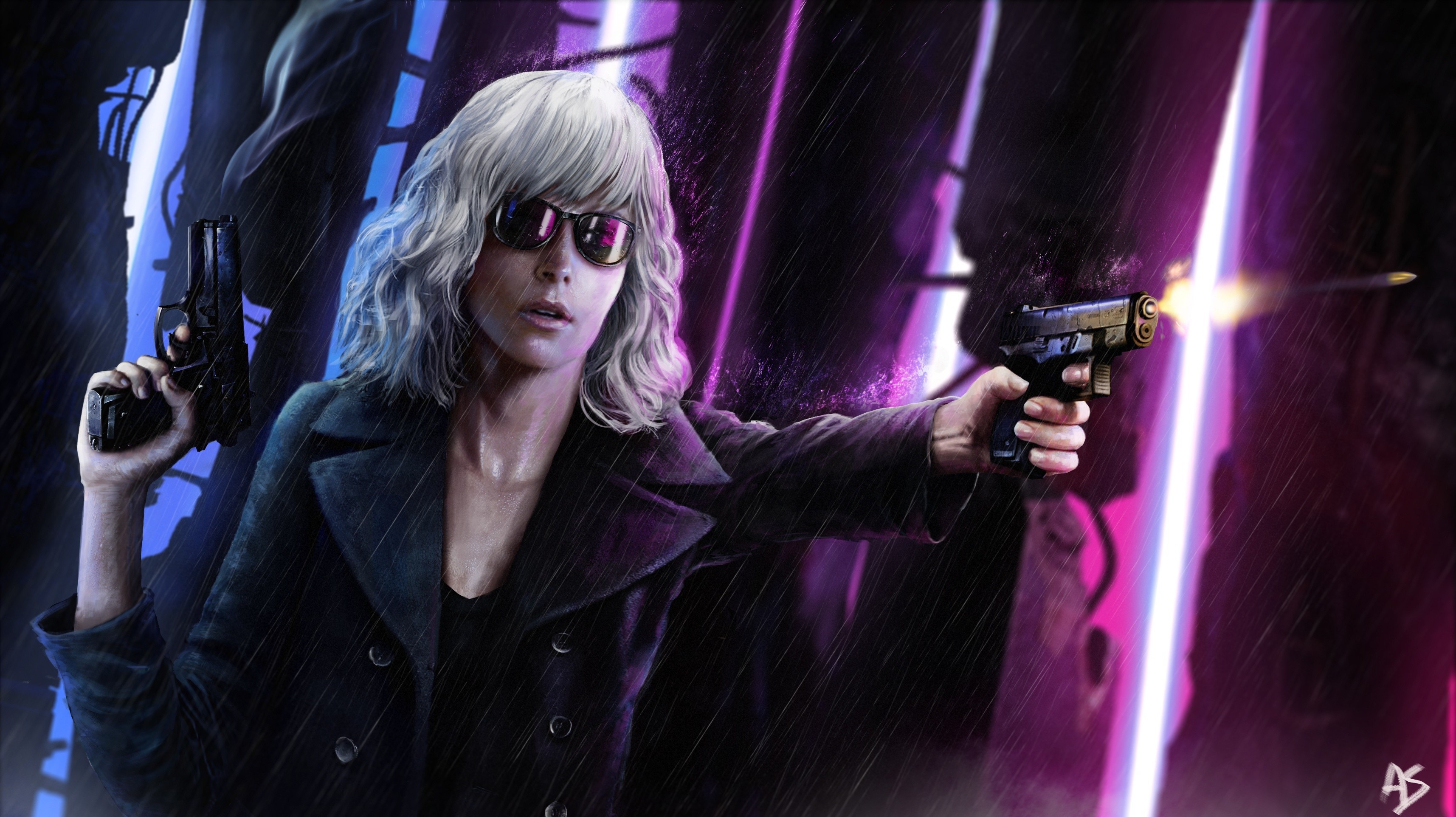 Atomic Blonde Warrior Woman Art Wallpapers