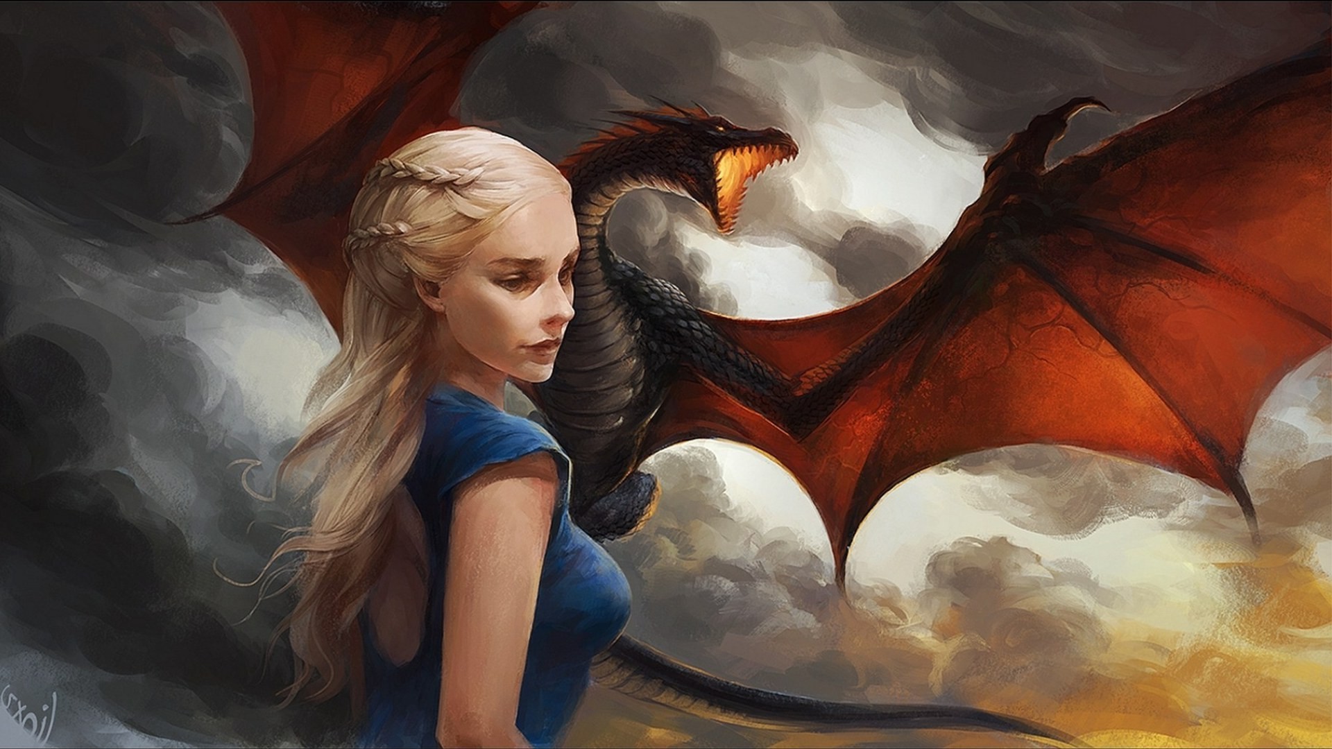 Daenerys Targaryen With Dragon Artwork Wallpapers