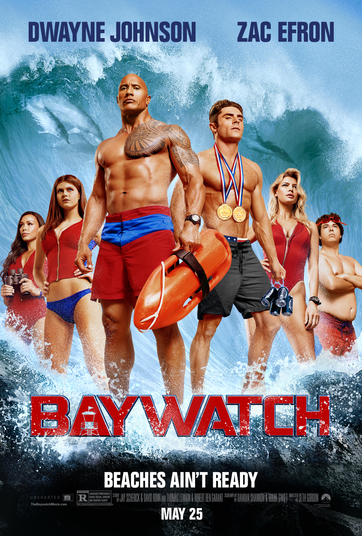 Dwayne 'The Rock' Johnson And Zac Efron In Baywatch Movie Wallpapers