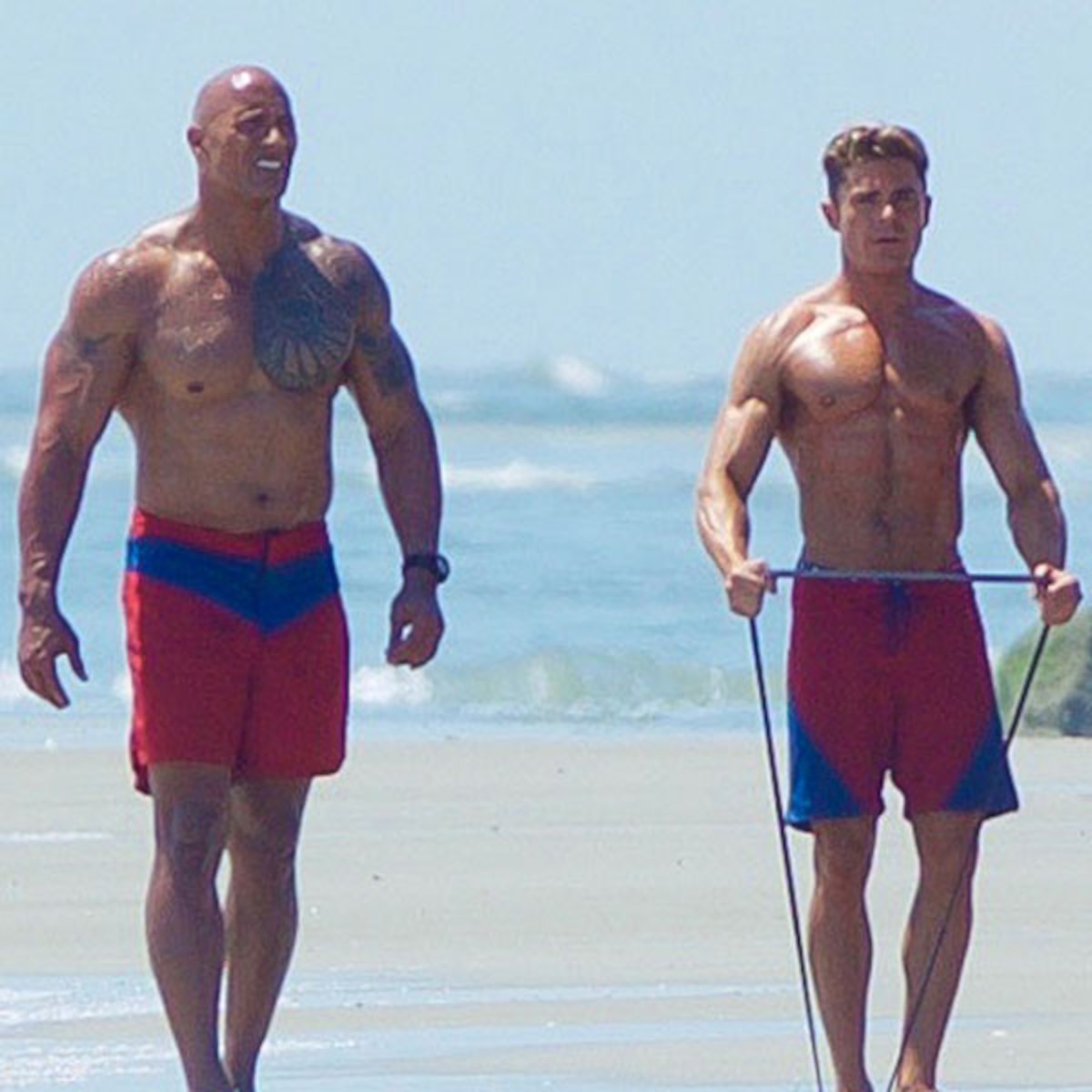 Dwayne 'The Rock' Johnson And Zac Efron In Baywatch Movie Wallpapers