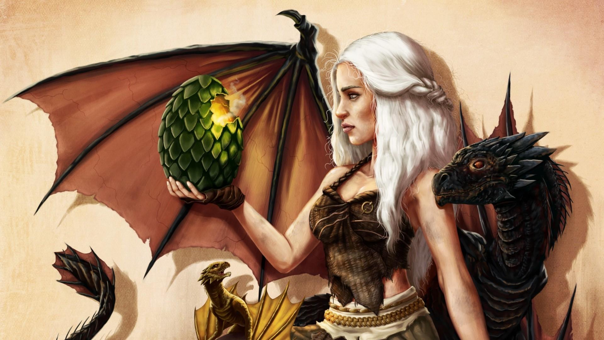 Game Of Thrones Dragon Girl Daenerys Targaryen Art Wallpapers