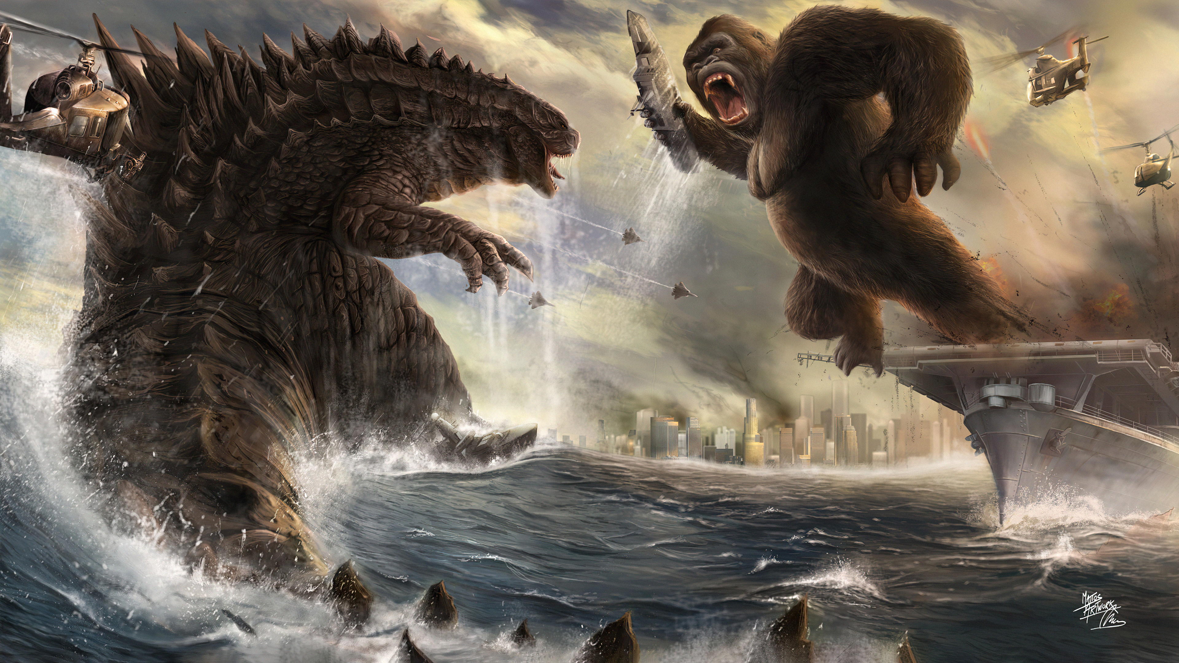 Godzilla Vs King Kong 4K Fight Wallpapers