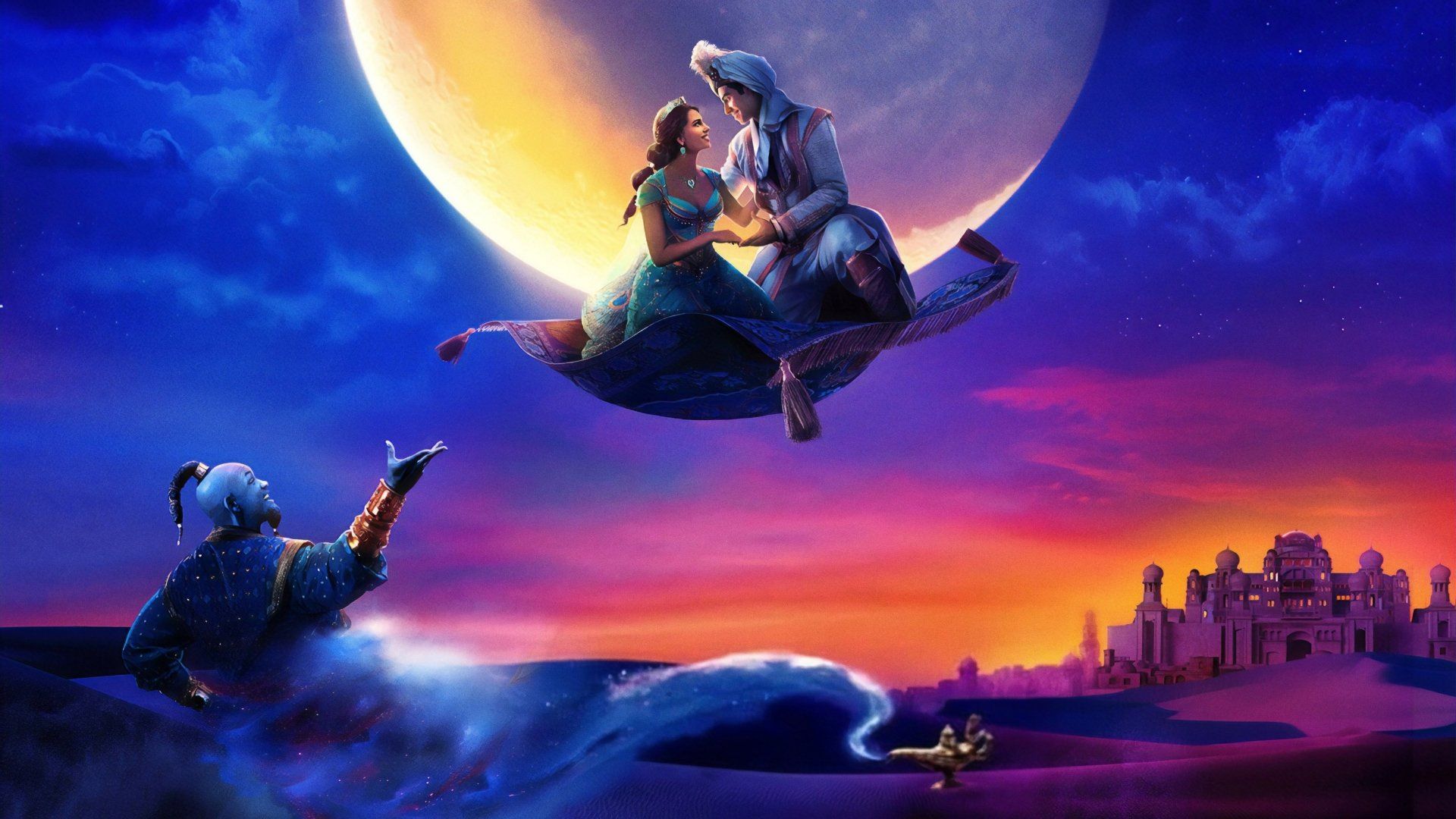 Naomi Scott And Mena Massoud In Aladdin Movie Image Wallpapers