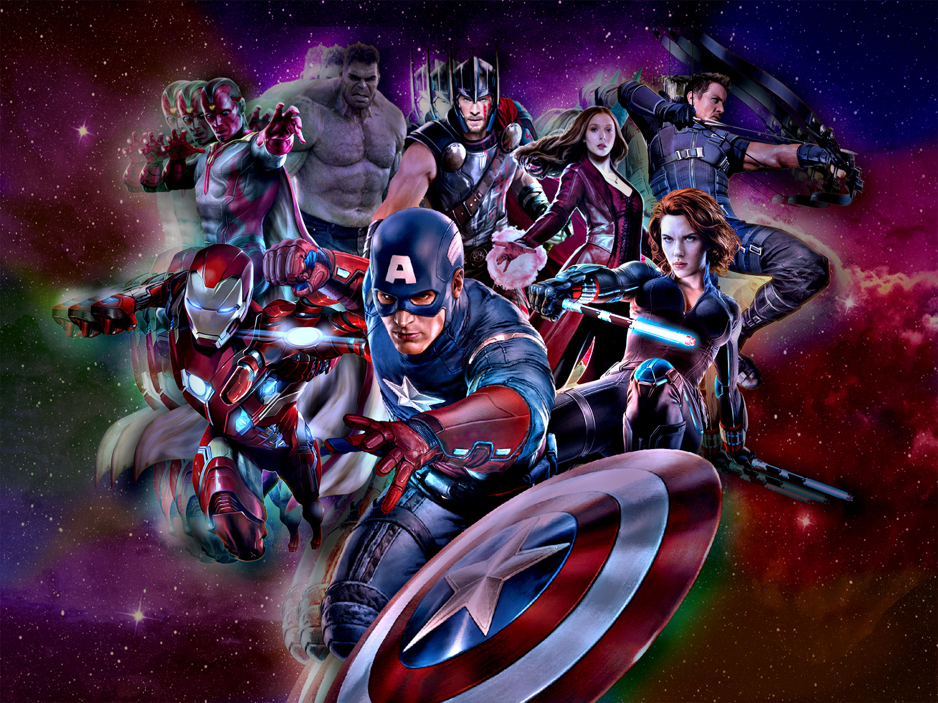 The Avengers Art Captain America, Iron Man, Thor, Black Widow And Hulk Wallpapers