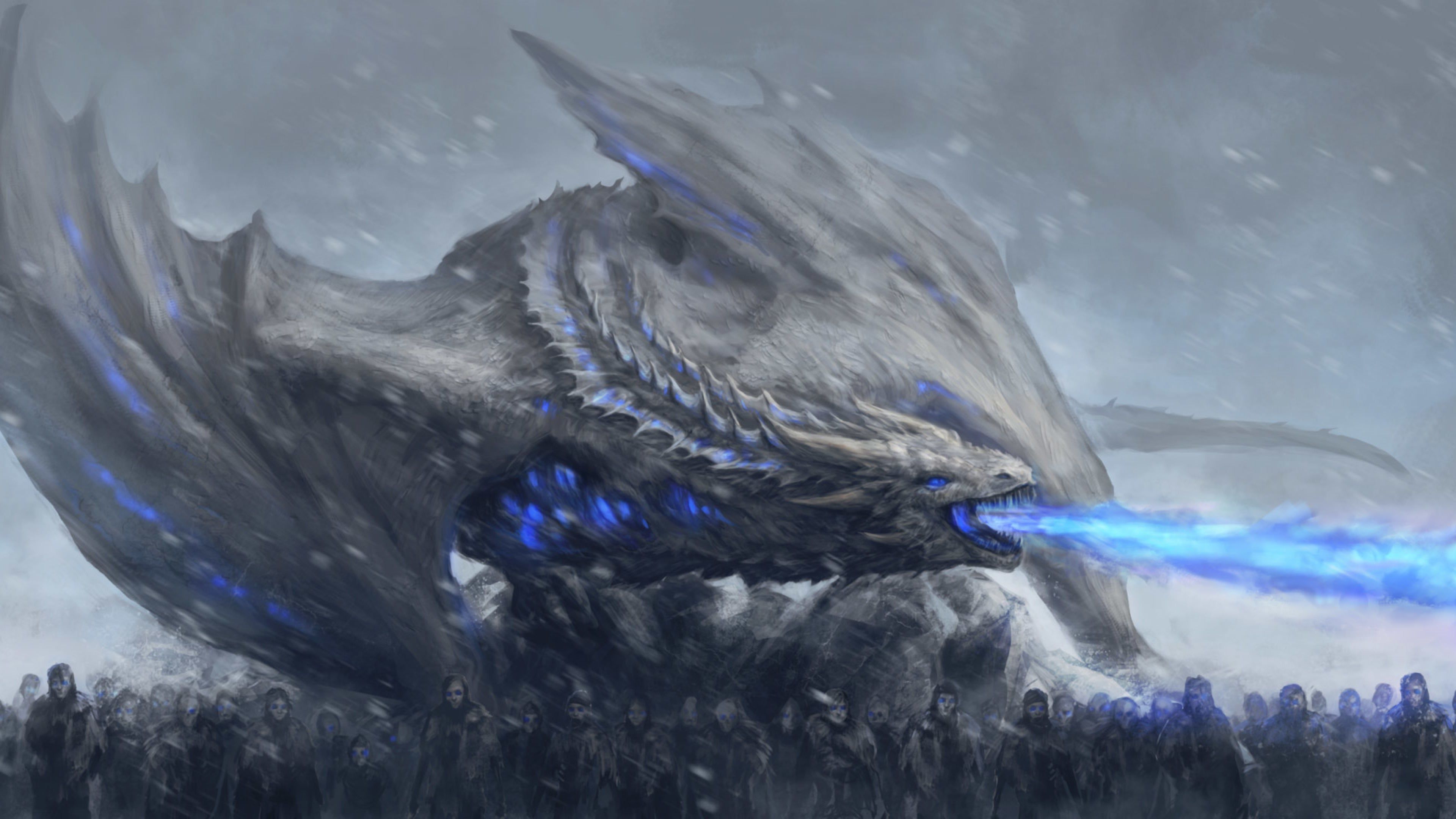 White Walker Ice Dragon Breaking The Wall Wallpapers