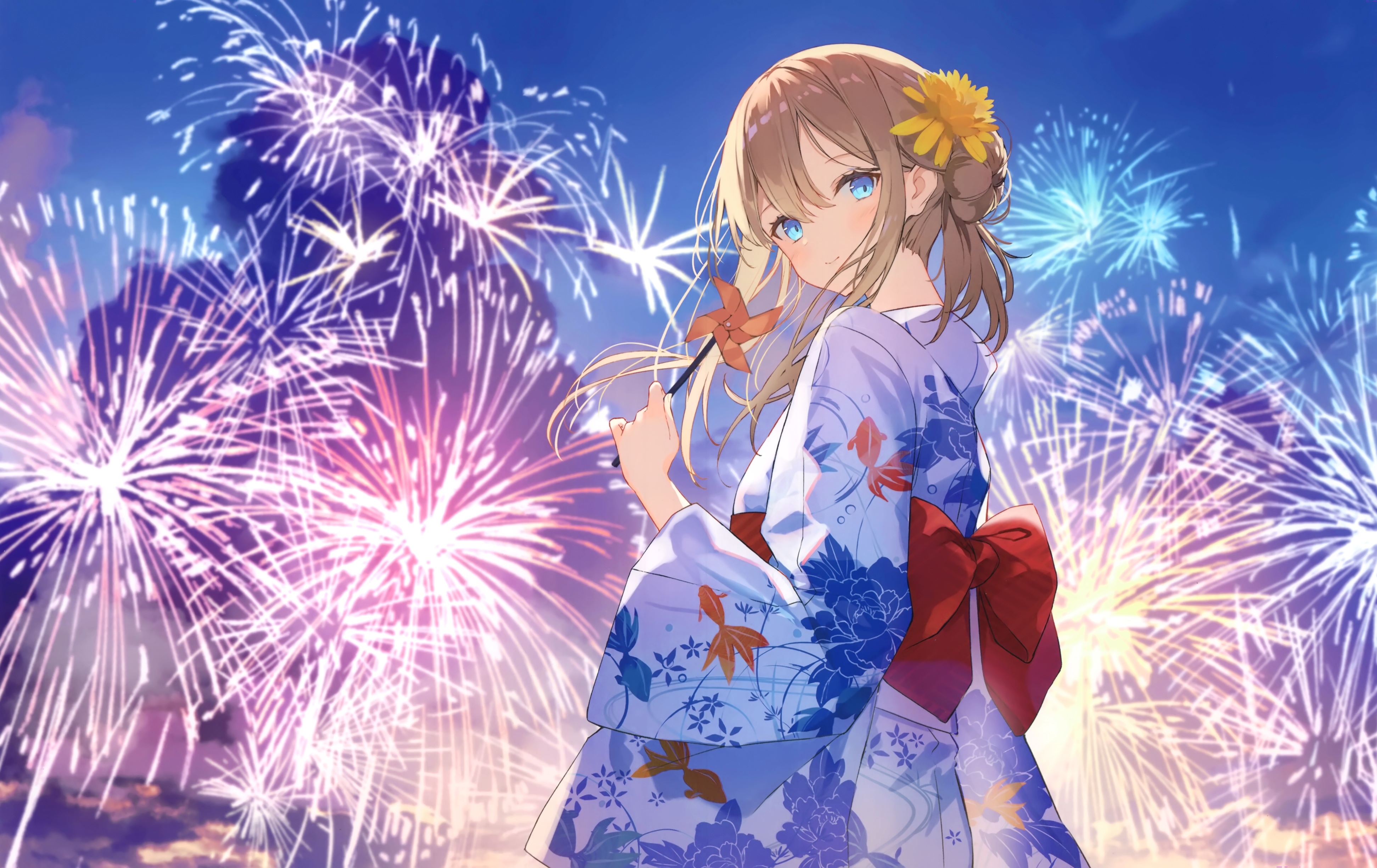 Beautiful Kimono Anime Girl Wallpapers