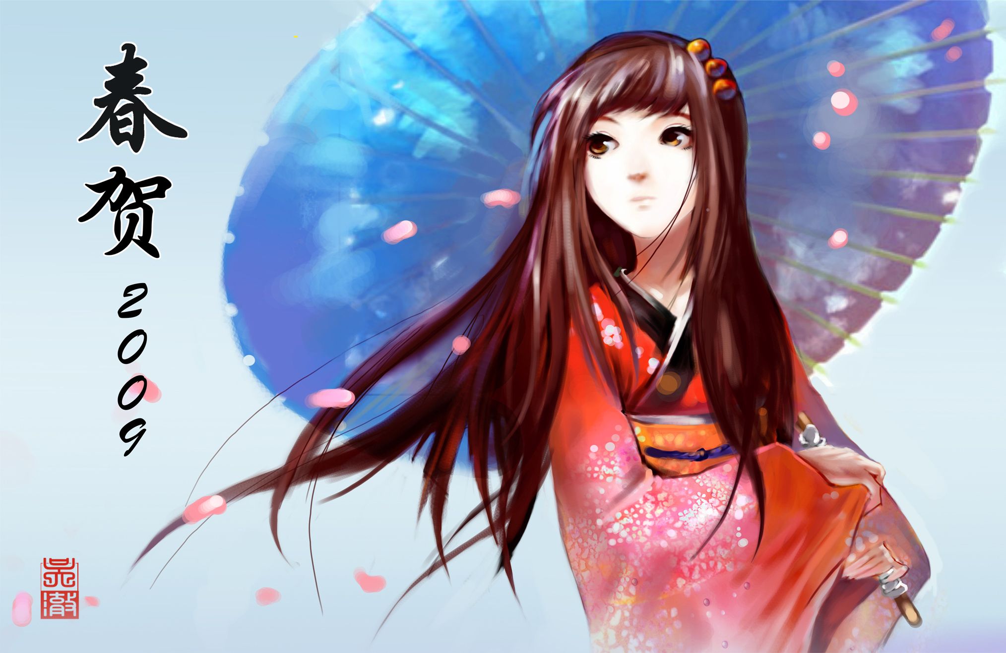 Beautiful Kimono Anime Girl Wallpapers