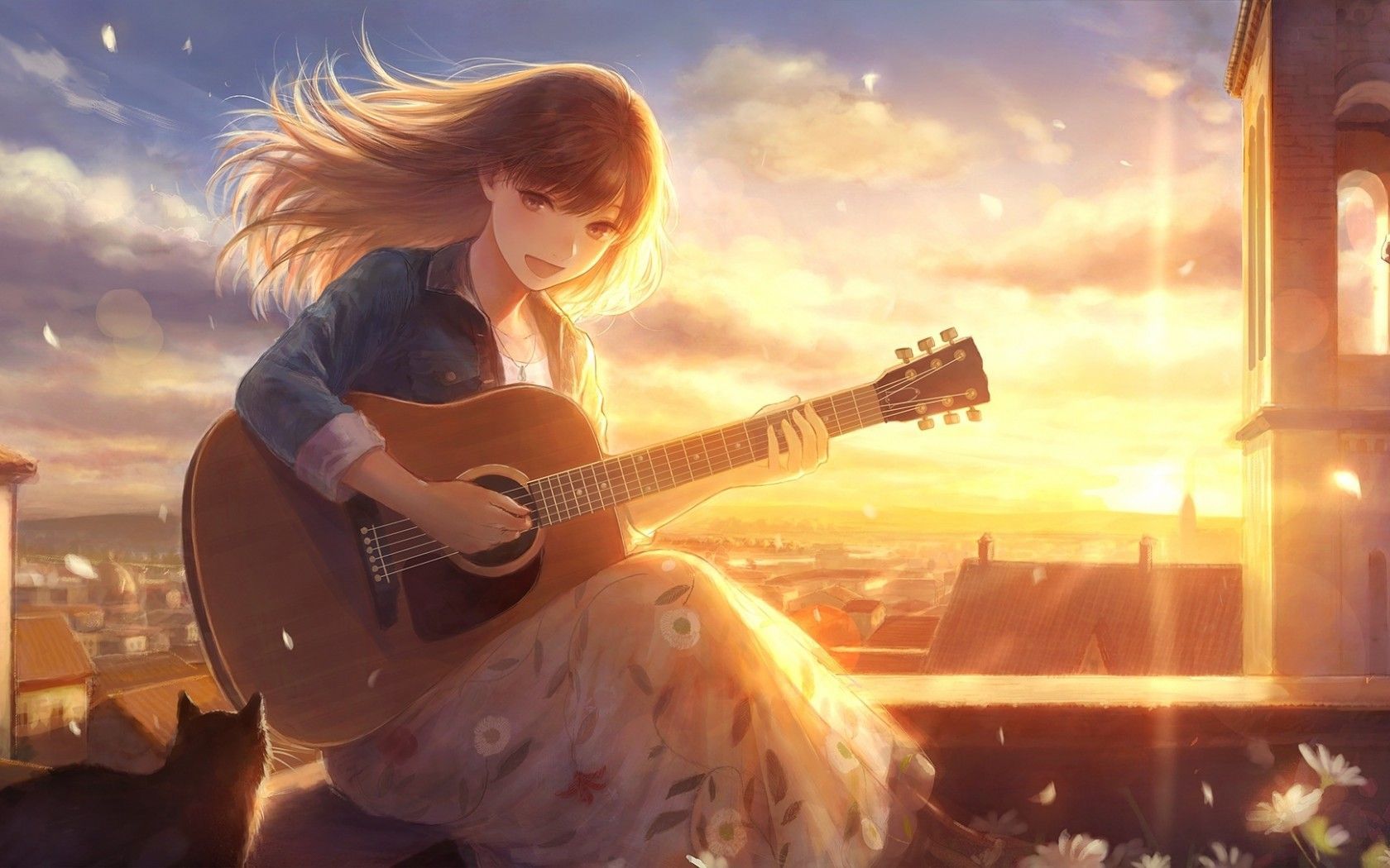 Cute Anime Girl Guitar Wallpapers