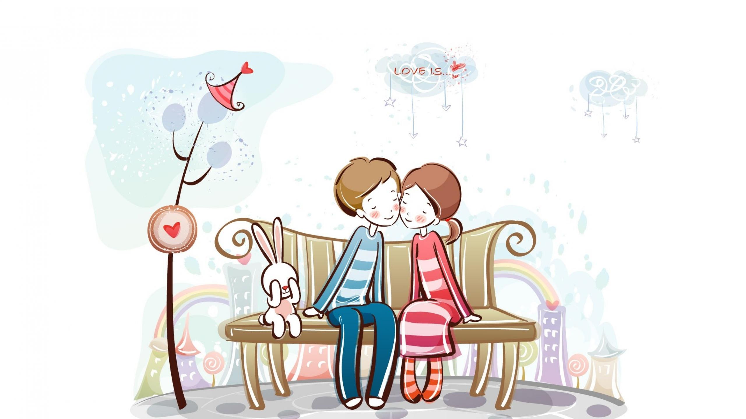 Cute Cartoon Love Couple  Wallpapers