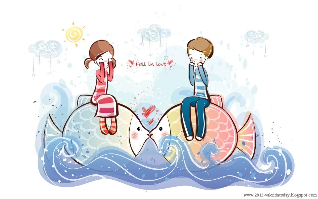 Cute Cartoon Love Couple  Wallpapers