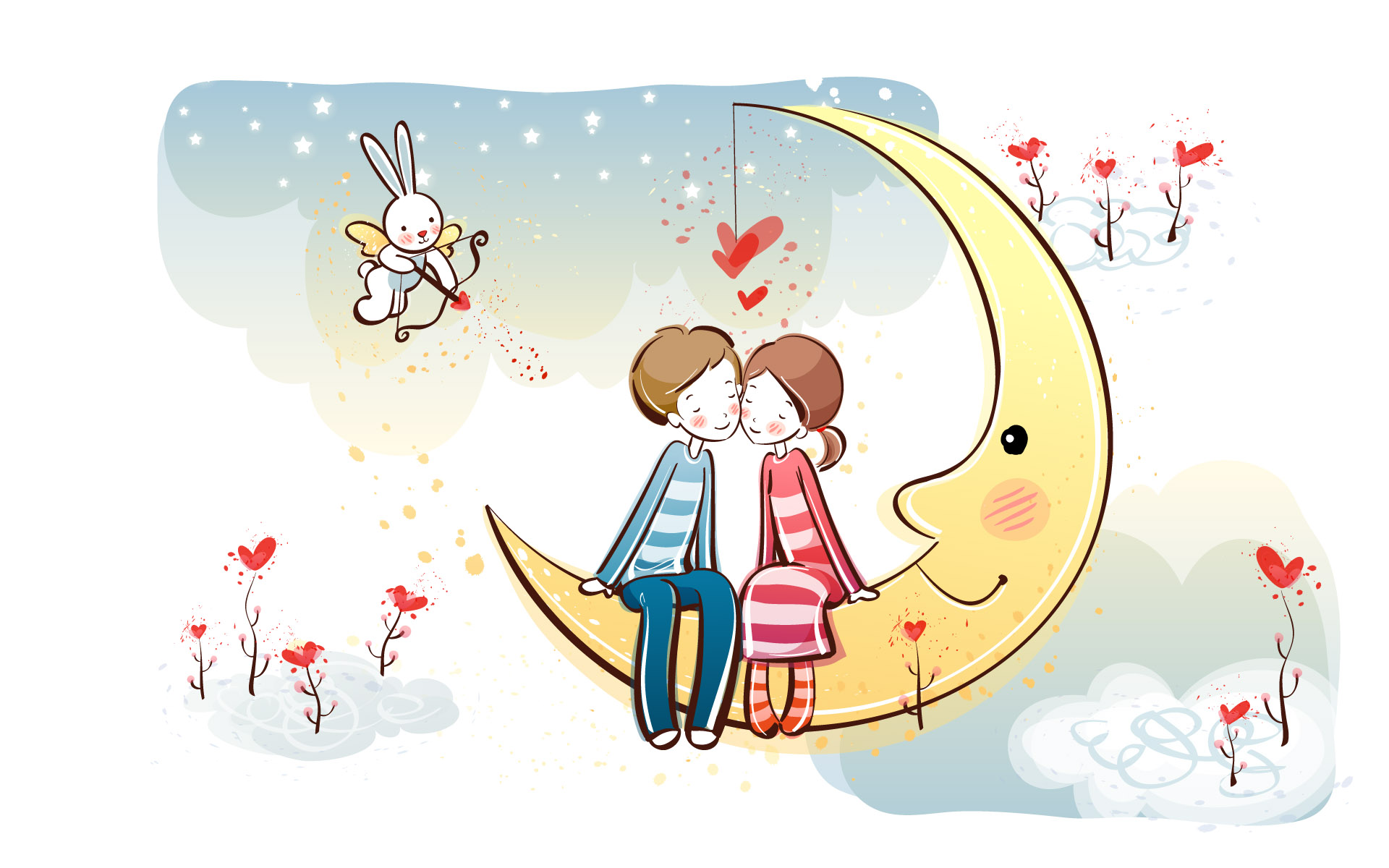 Cute Cartoon Love Couple  Wallpapers