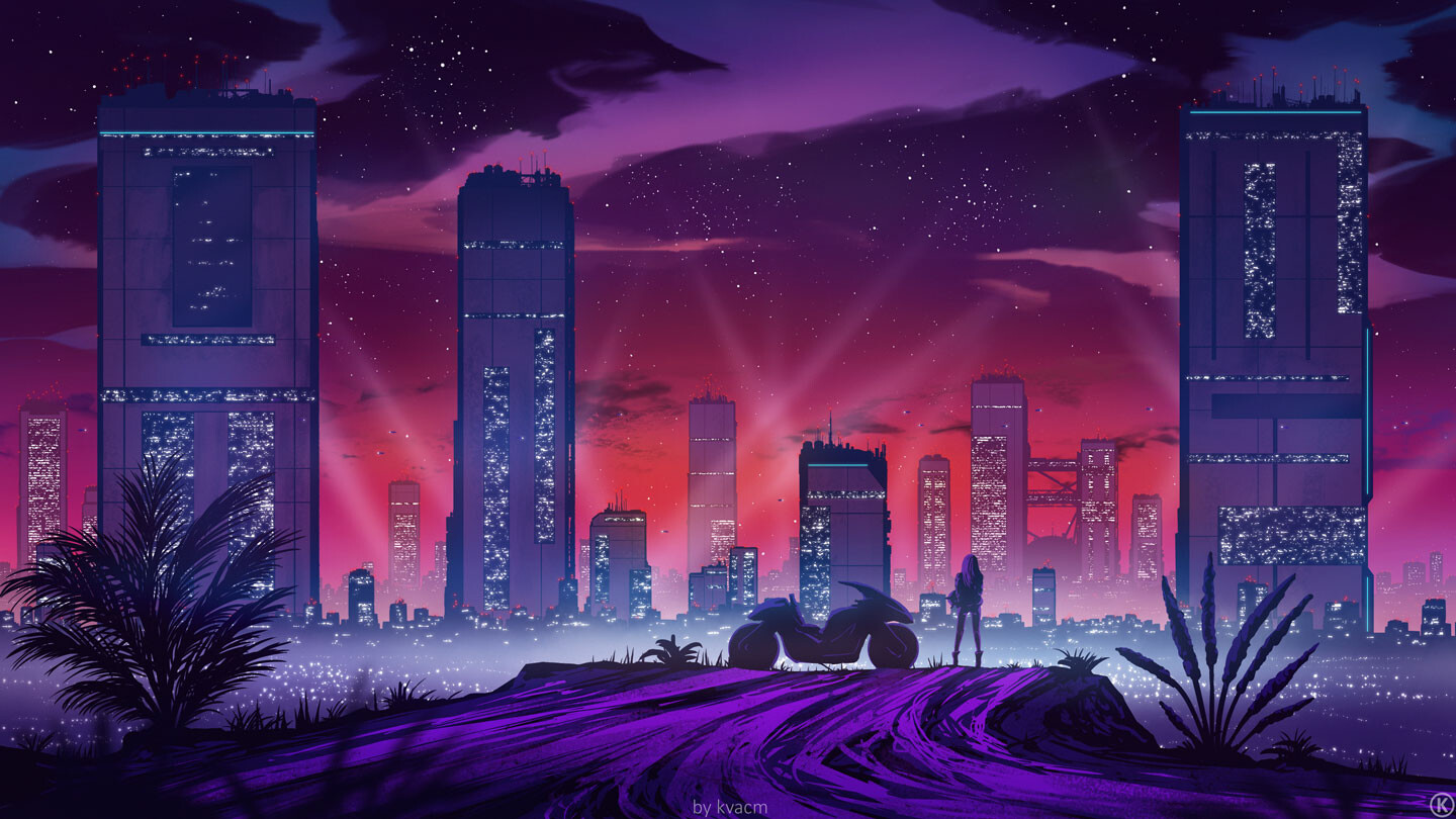 Retro Neon City Wallpapers