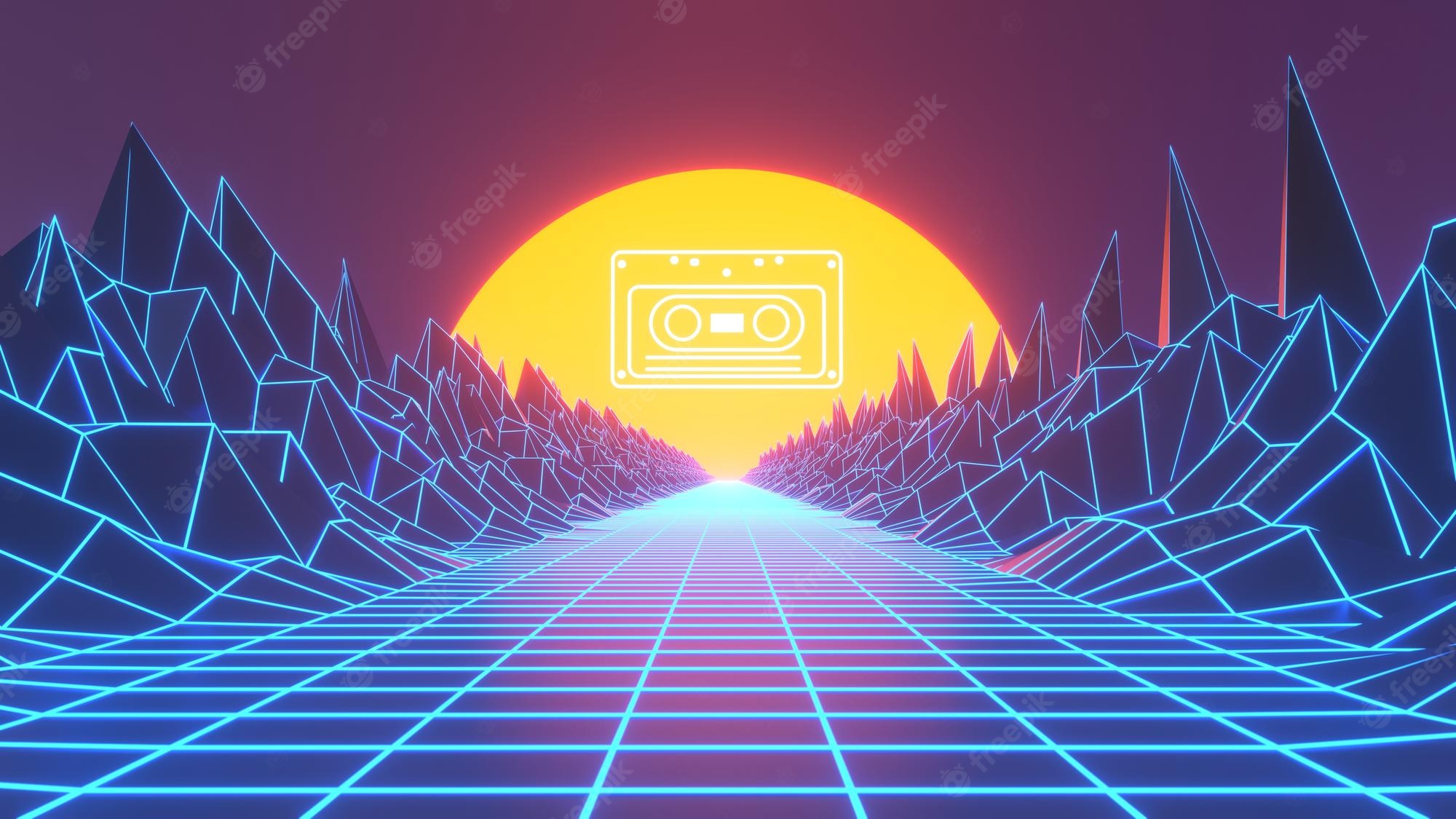 80S Neon Road Wallpapers