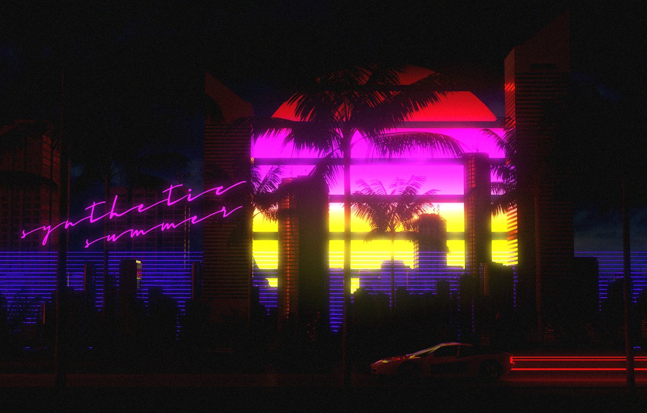 80S Neon Road Wallpapers