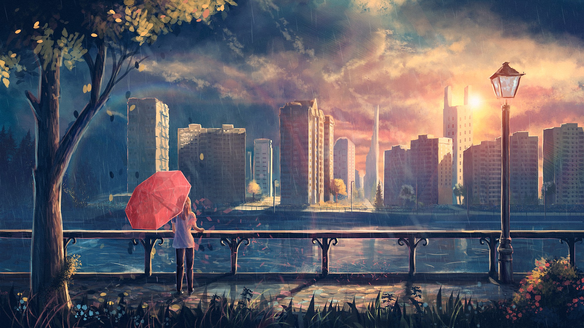 1920X1080 Rain Anime Wallpapers