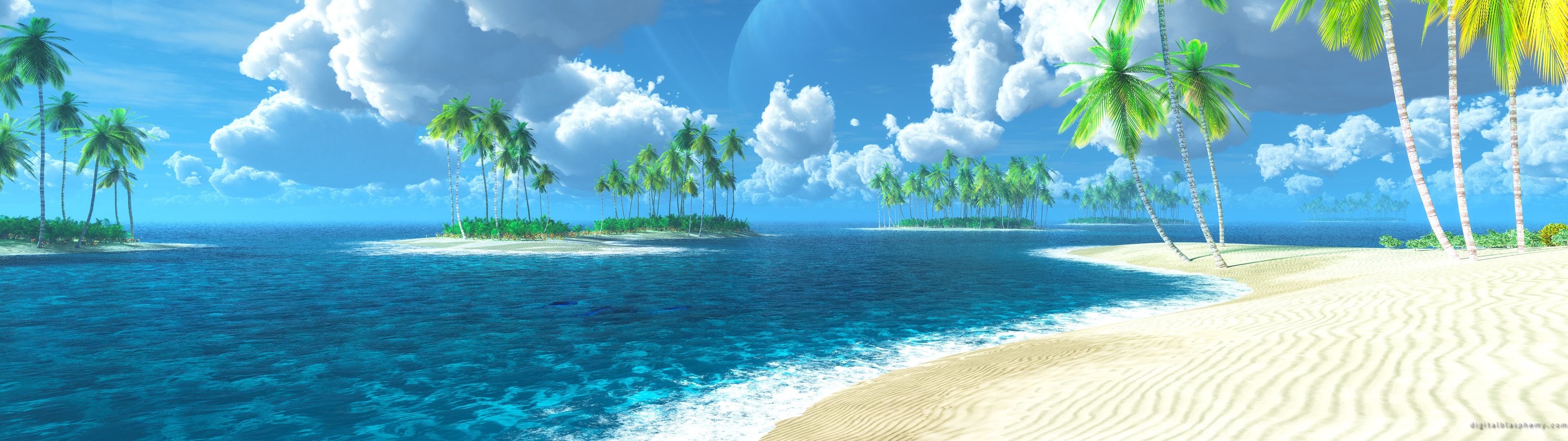 3840X1080 Hd Dual Monitor Beach Wallpapers