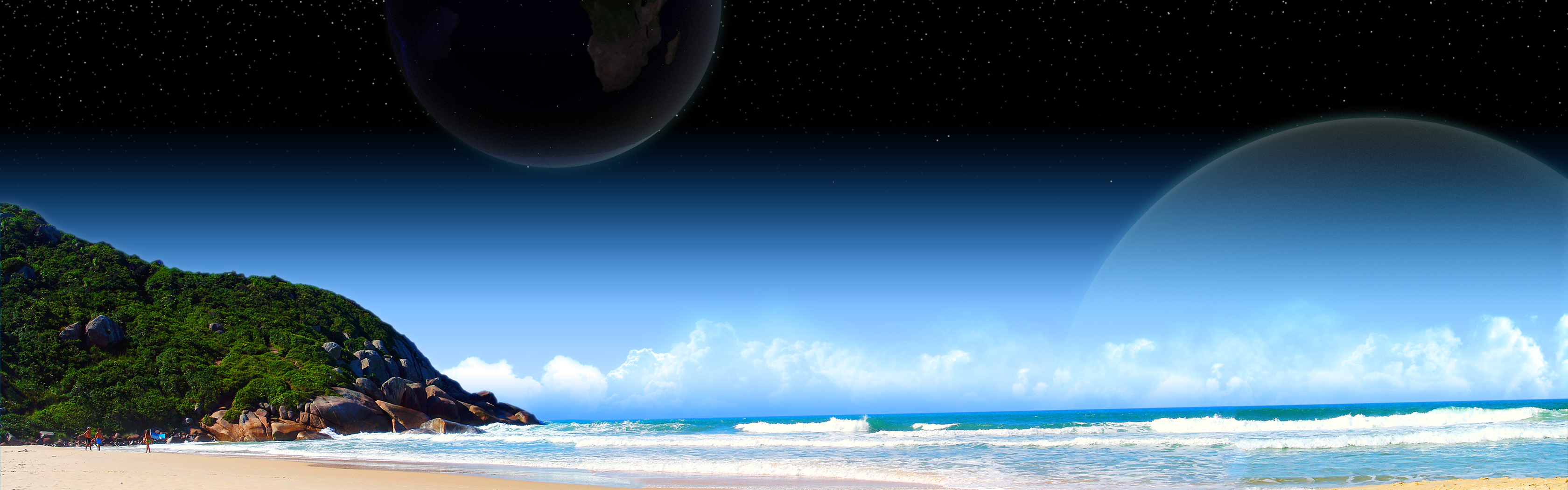 3840X1080 Hd Dual Monitor Beach Wallpapers