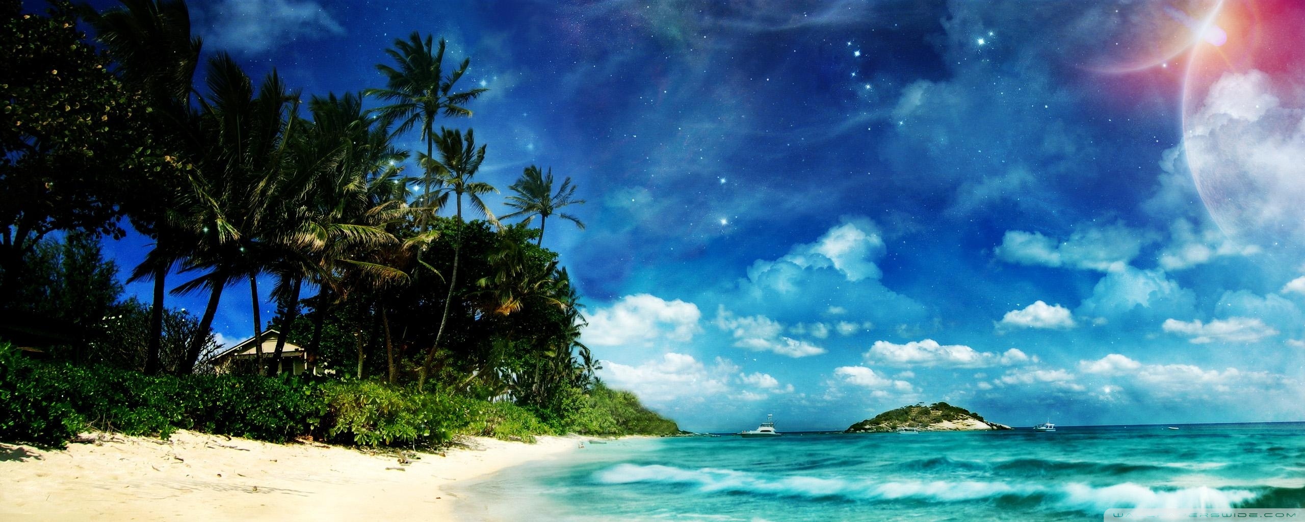 3840X1080 Hd Dual Monitor Beach Wallpapers