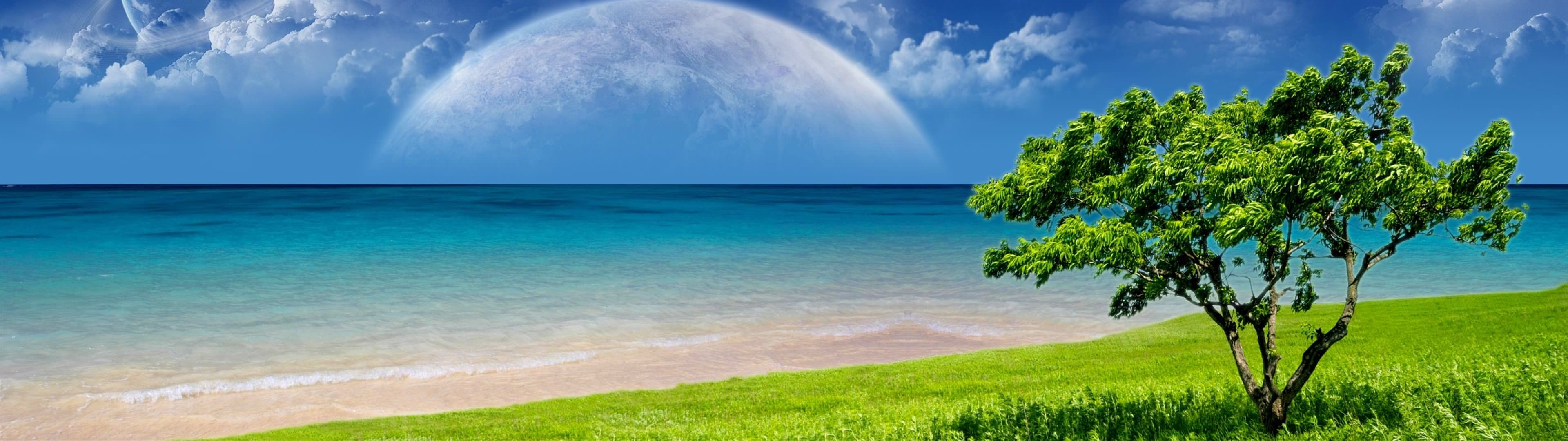 3840X1080 Hd Dual Monitor Beach Wallpapers