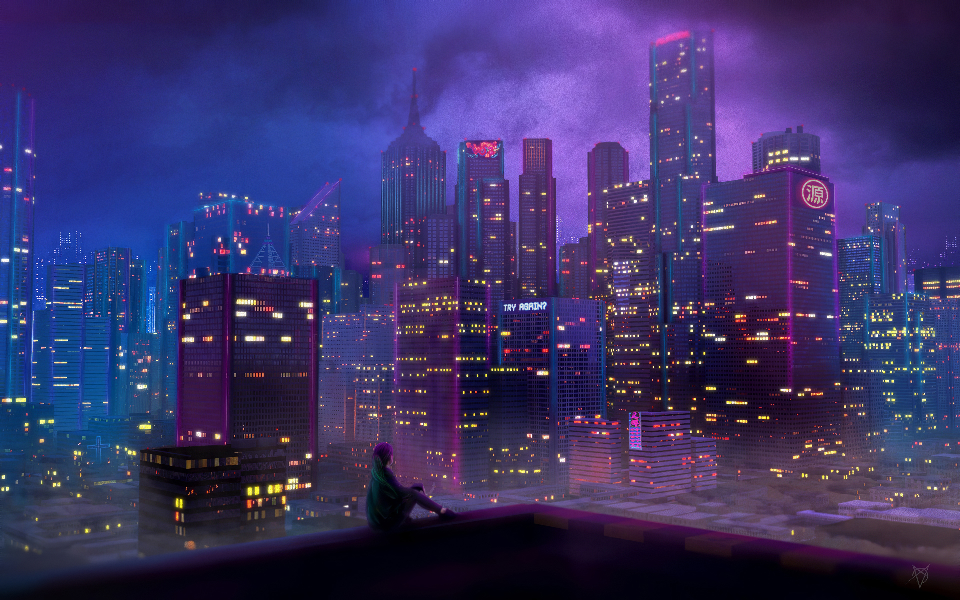 4K Anime City Night Wallpapers