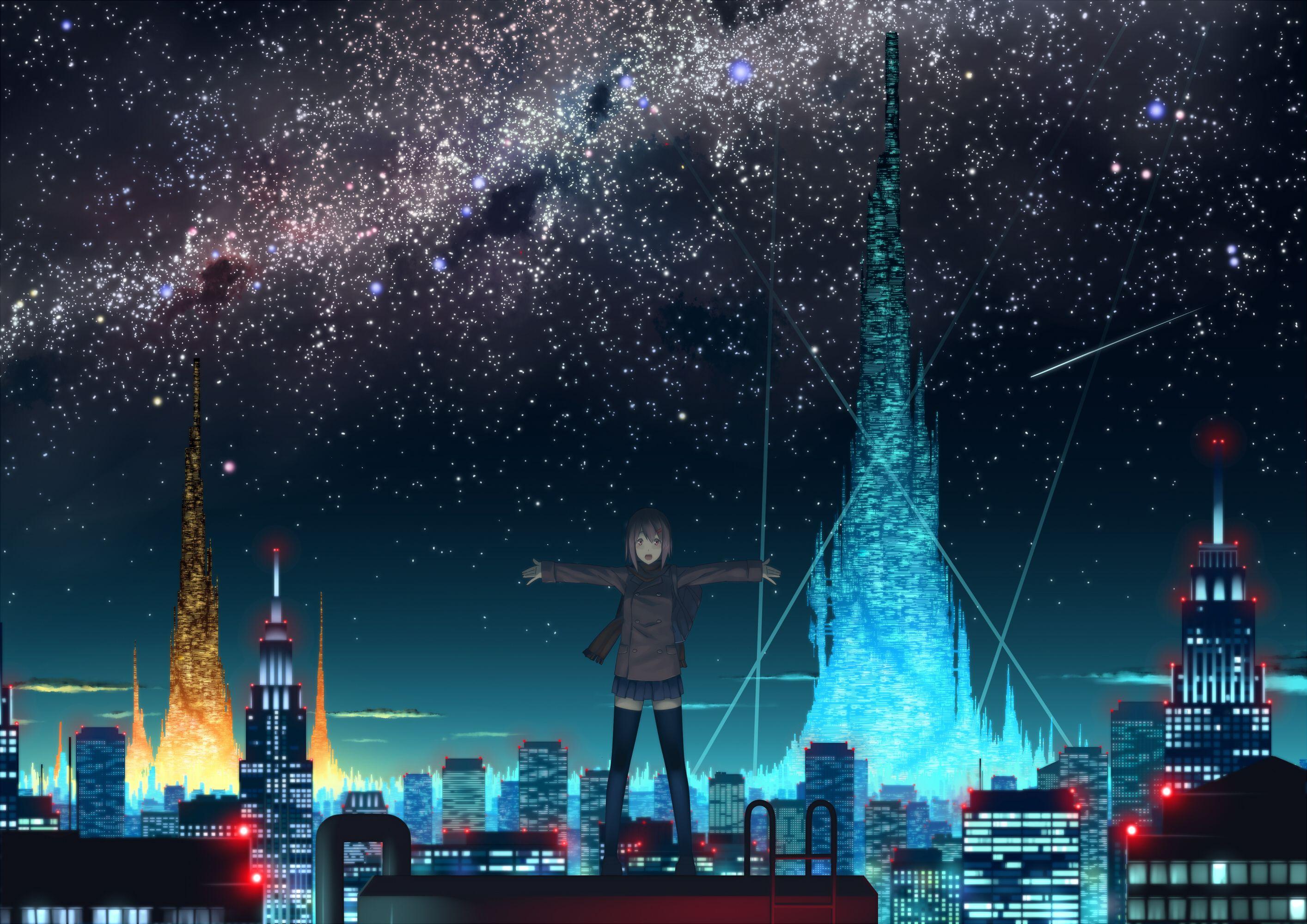 4K Anime City Night Wallpapers