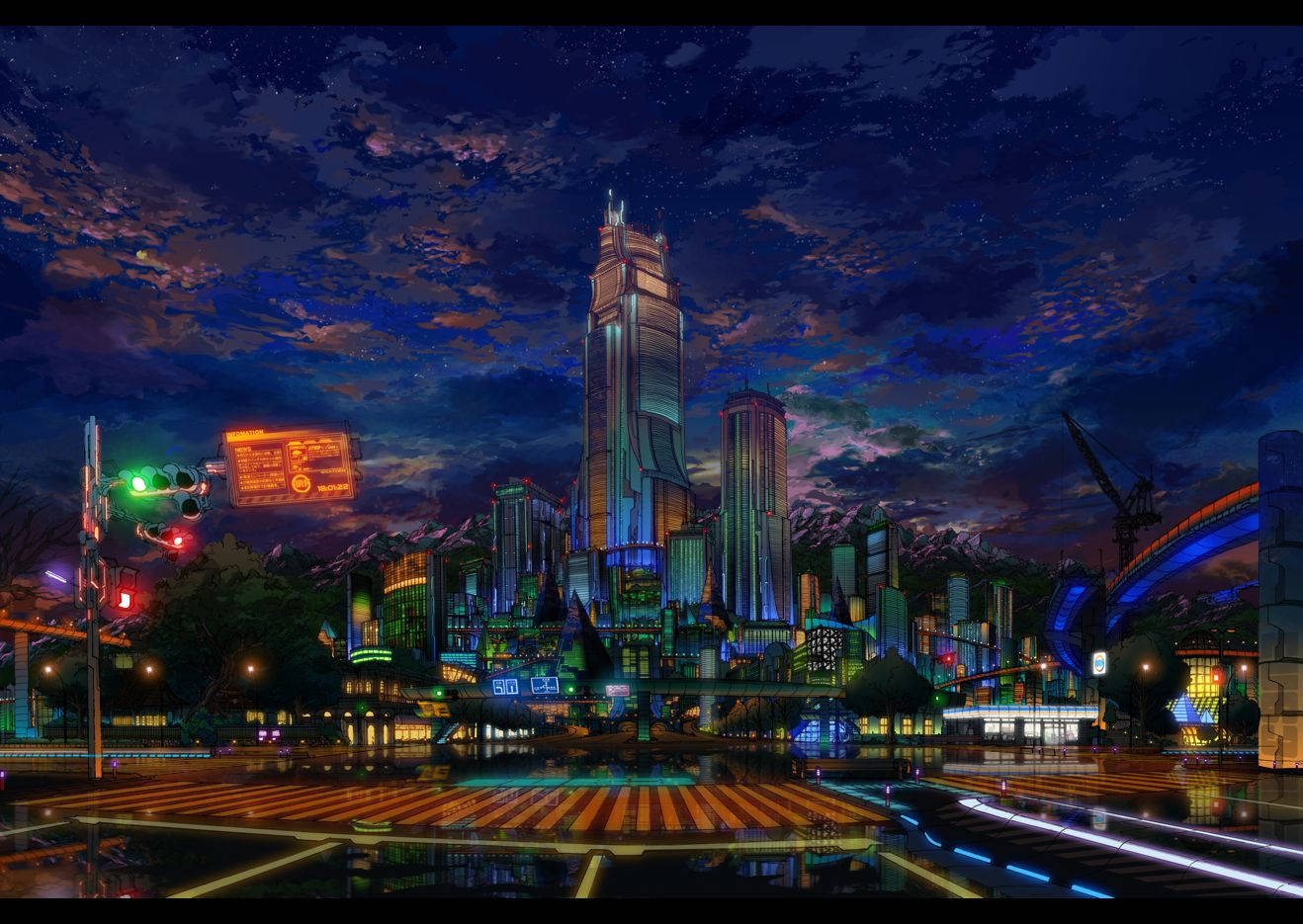 4K Anime City Night Wallpapers