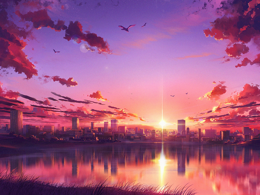 4K Scenery Sunset Anime Wallpapers
