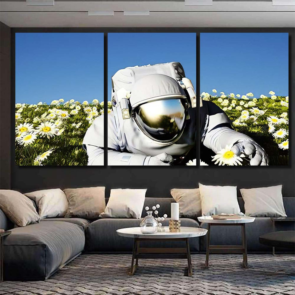 Astronaut Flowers Painting Wallpapers