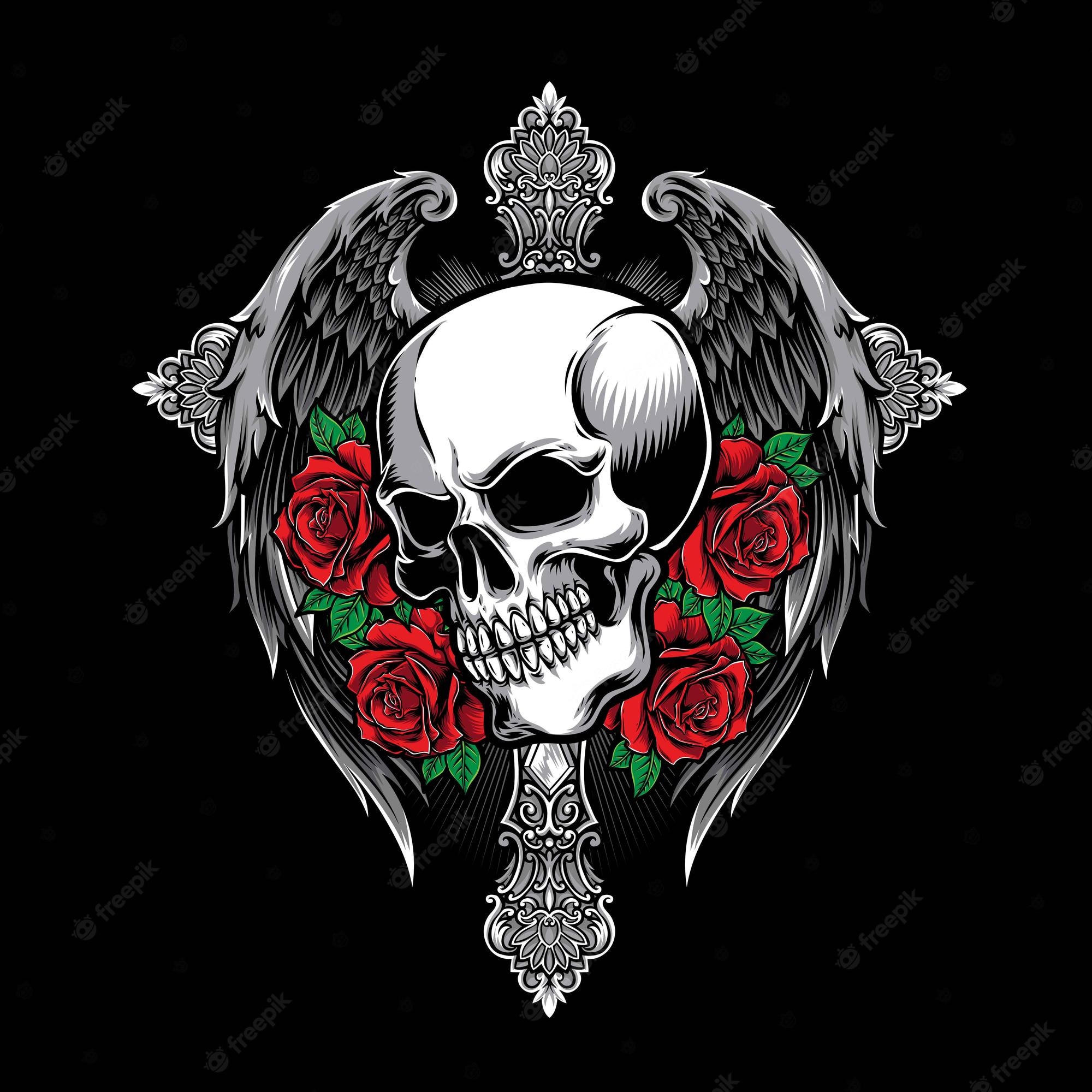 Black Skulls And Roses Wallpapers