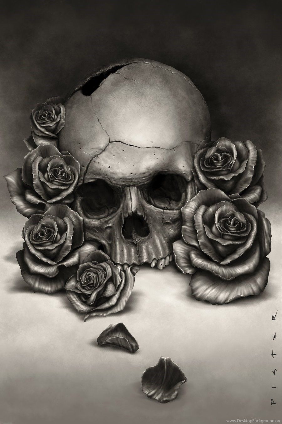 Black Skulls And Roses Wallpapers