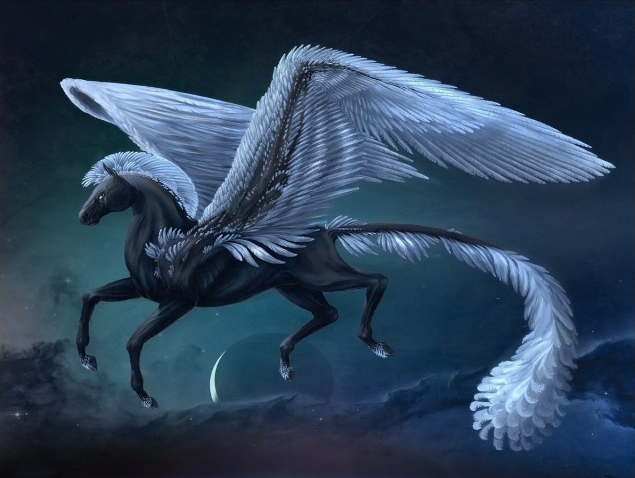 Black Unicorns With Wings Wallpapers