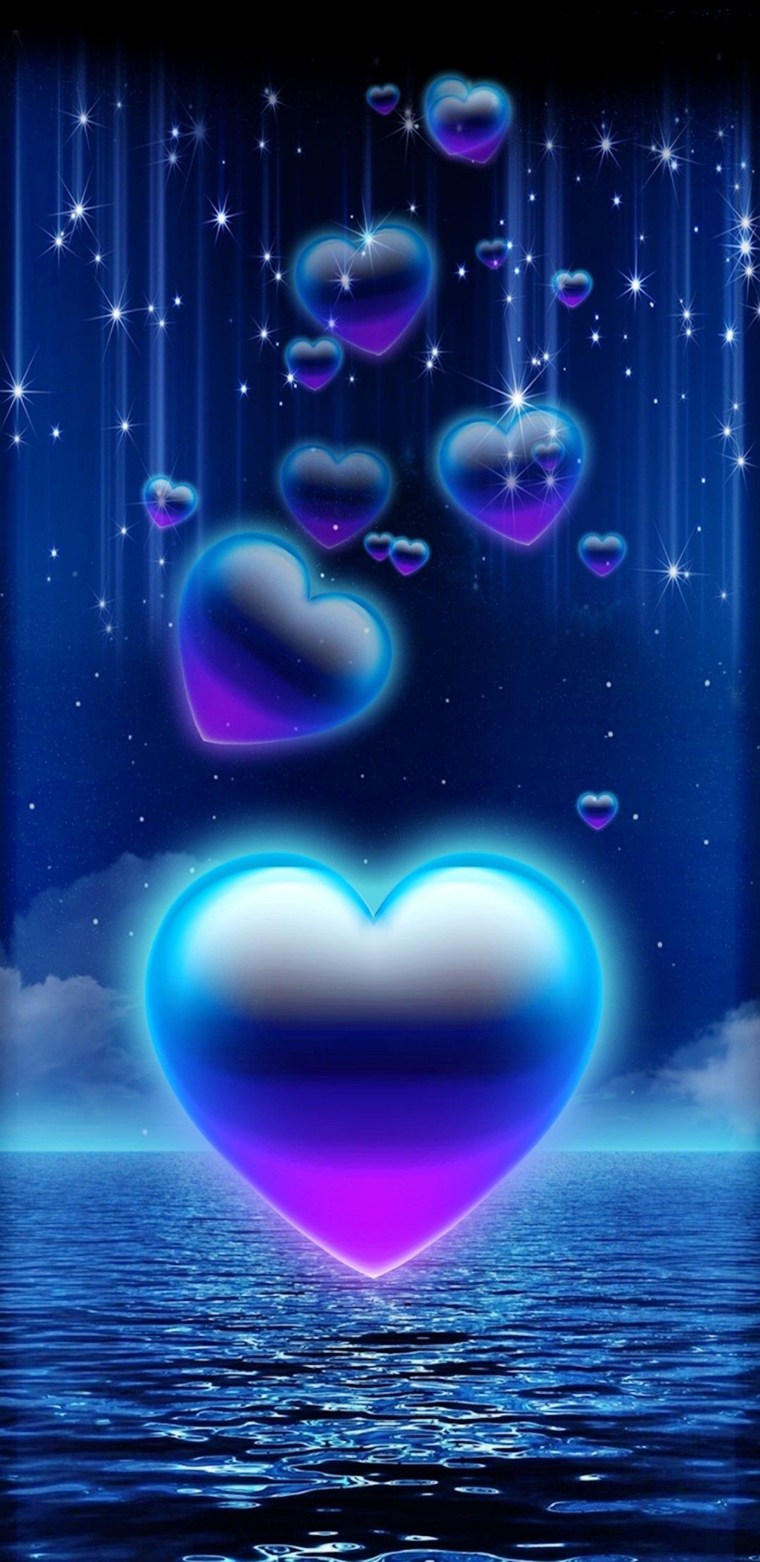 Blue And Purple Hearts Wallpapers