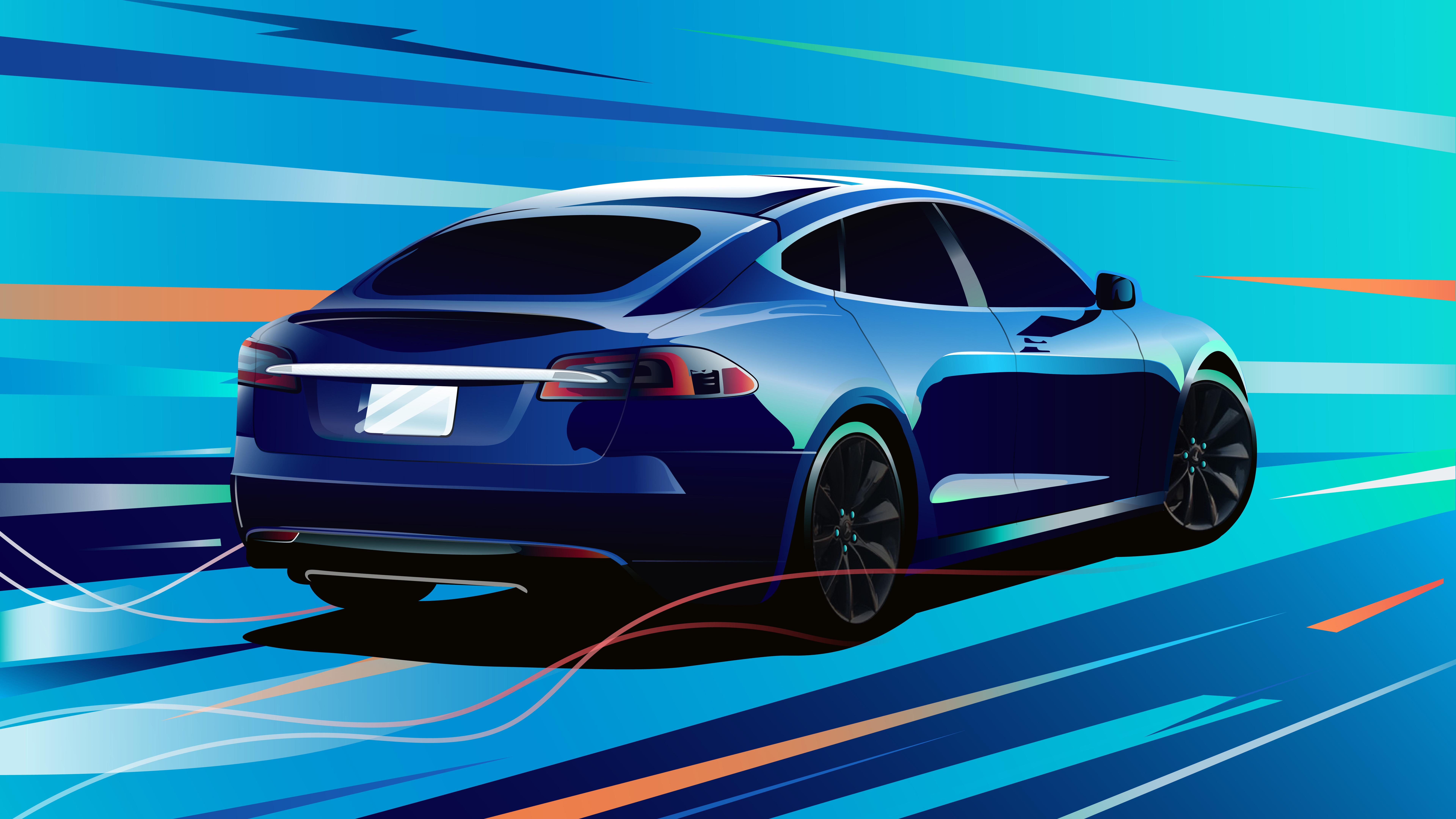 Blue Tesla Model X Wallpapers