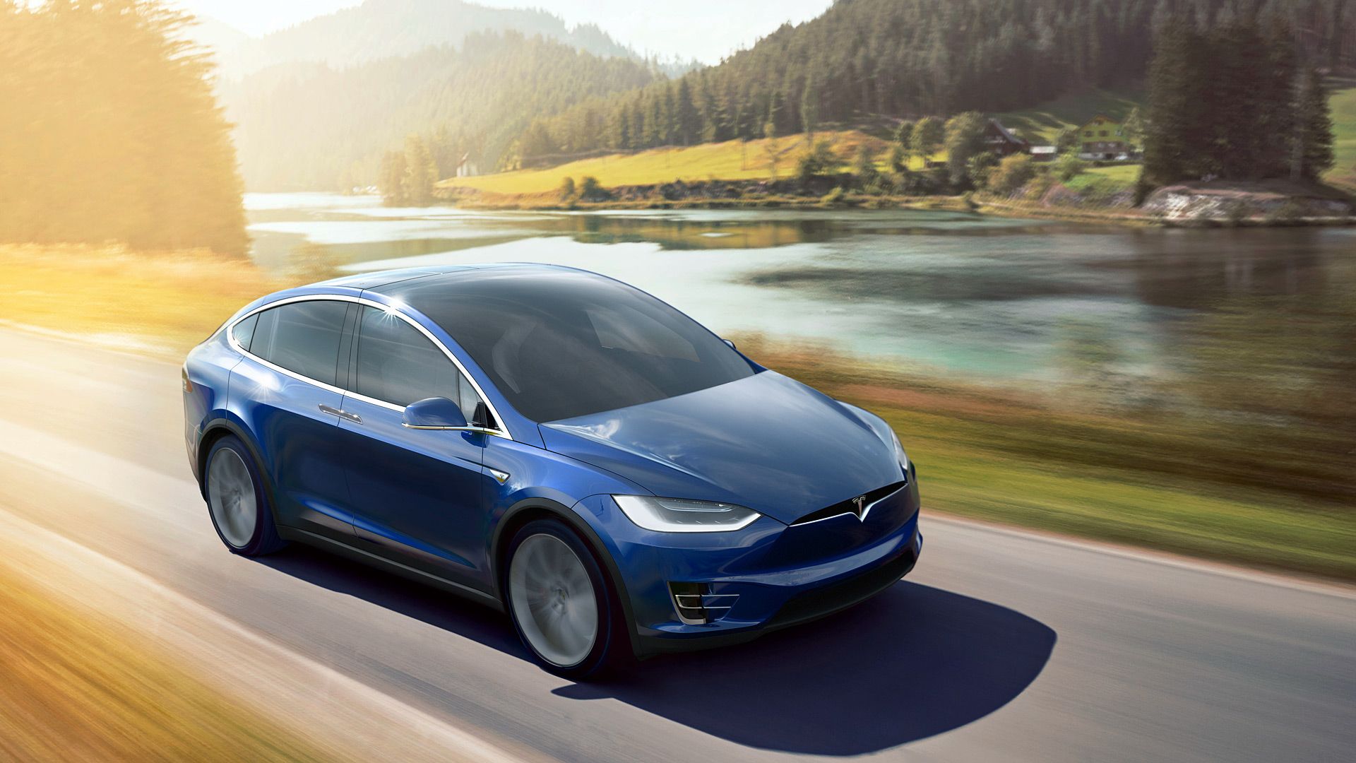 Blue Tesla Model X Wallpapers