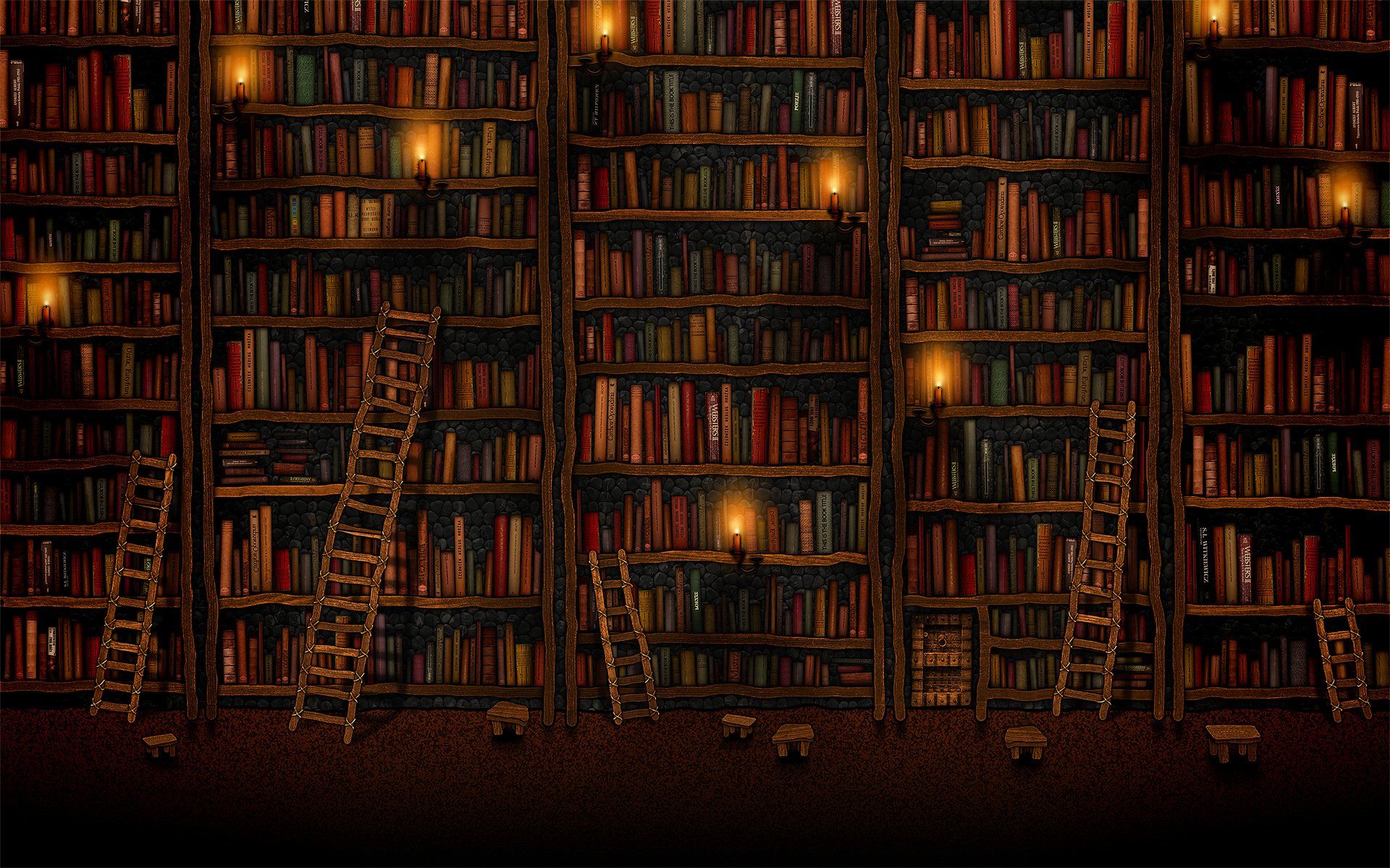 Books On Shelves Wallpapers