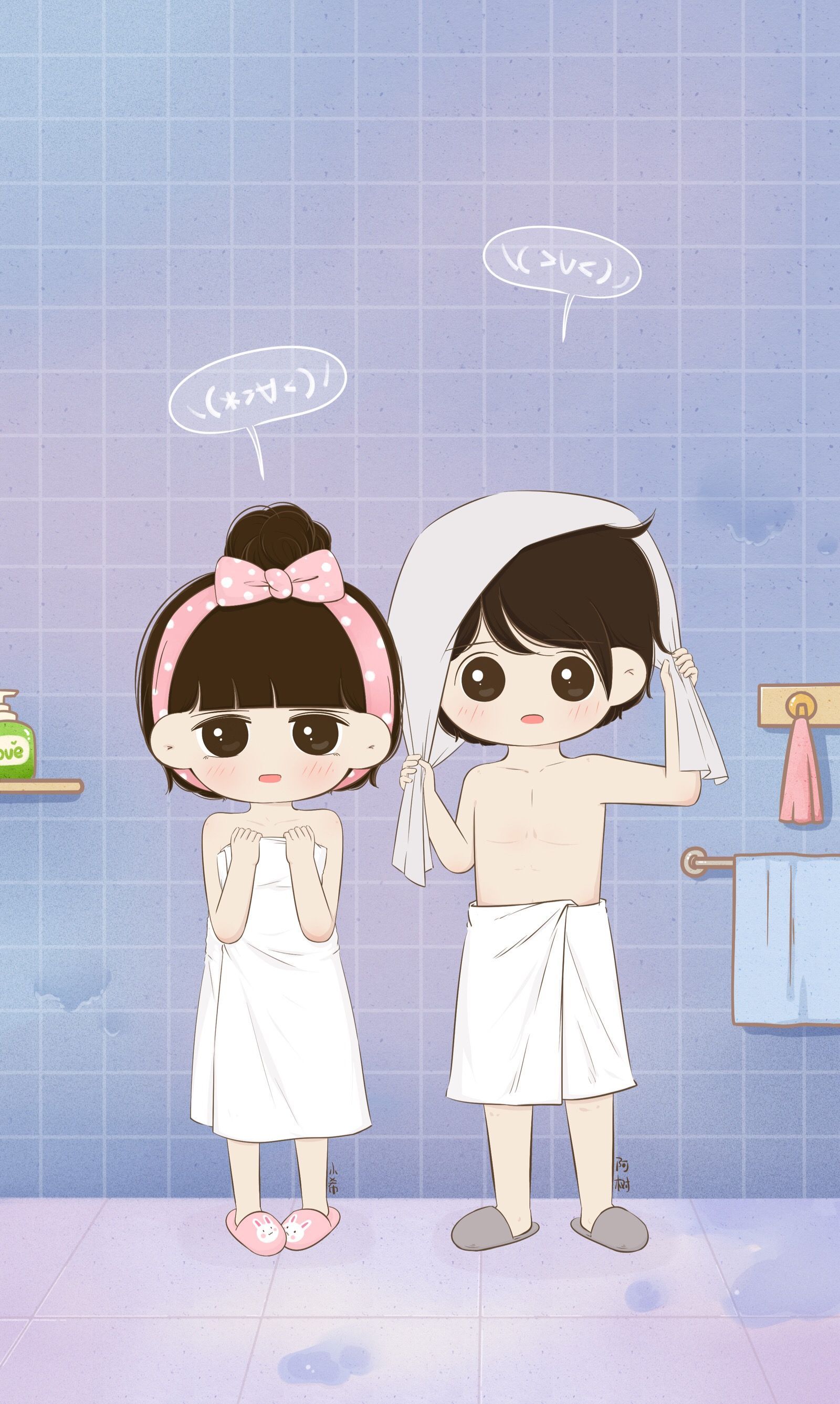 Chibi Cute Couple Cartoon Wallpapers