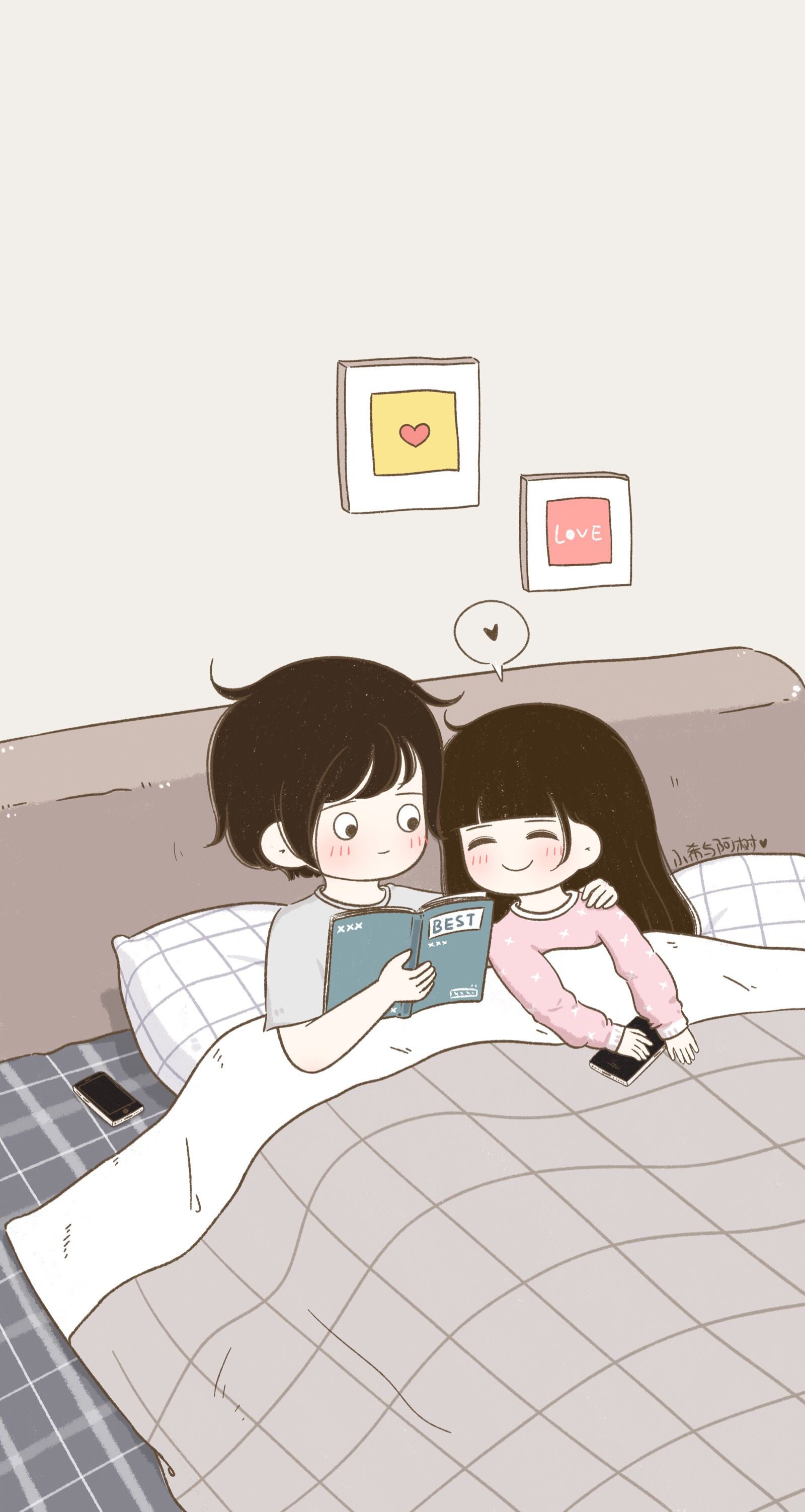 Chibi Cute Couple Cartoon Wallpapers