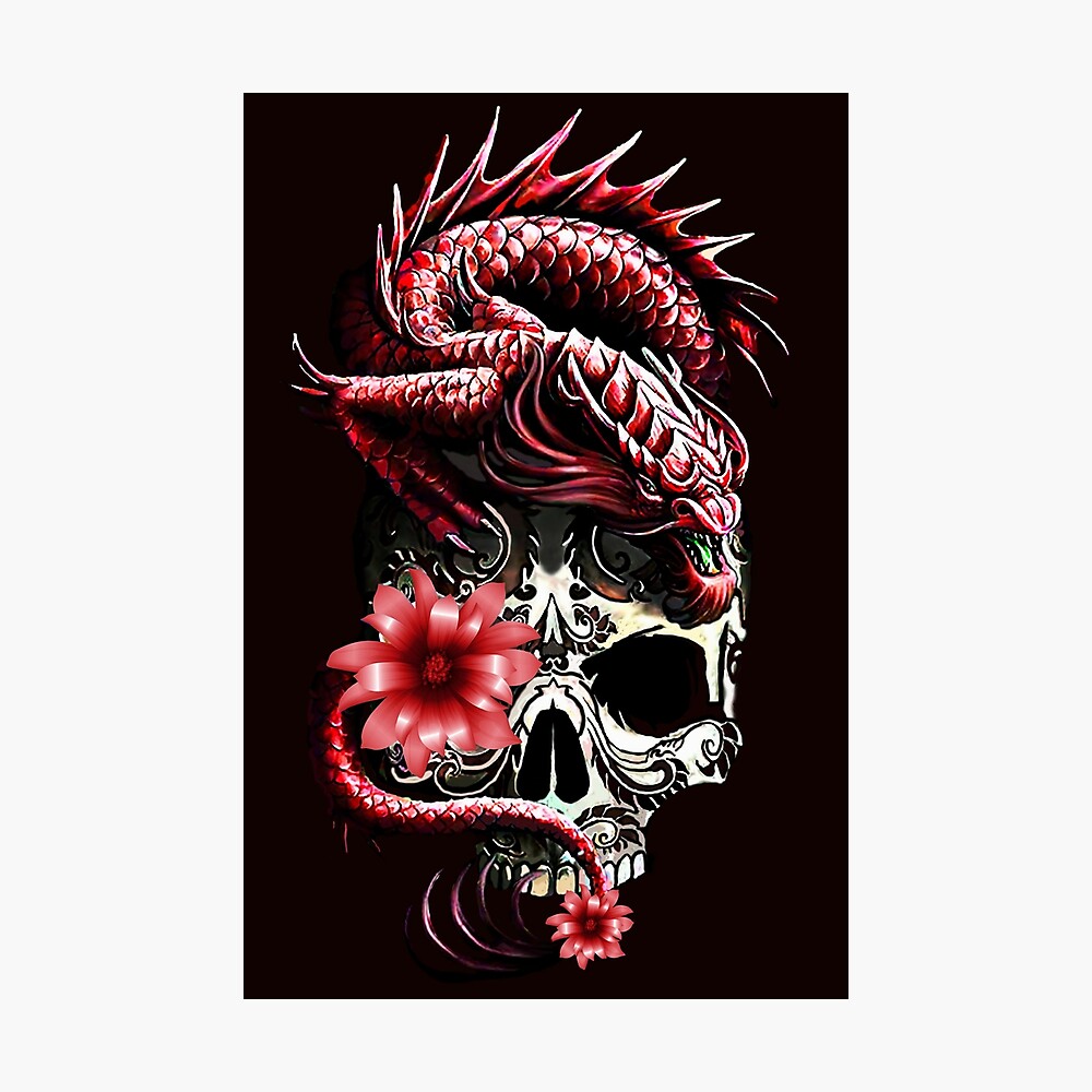 Dragon Cool Skulls On Red Fire Wallpapers