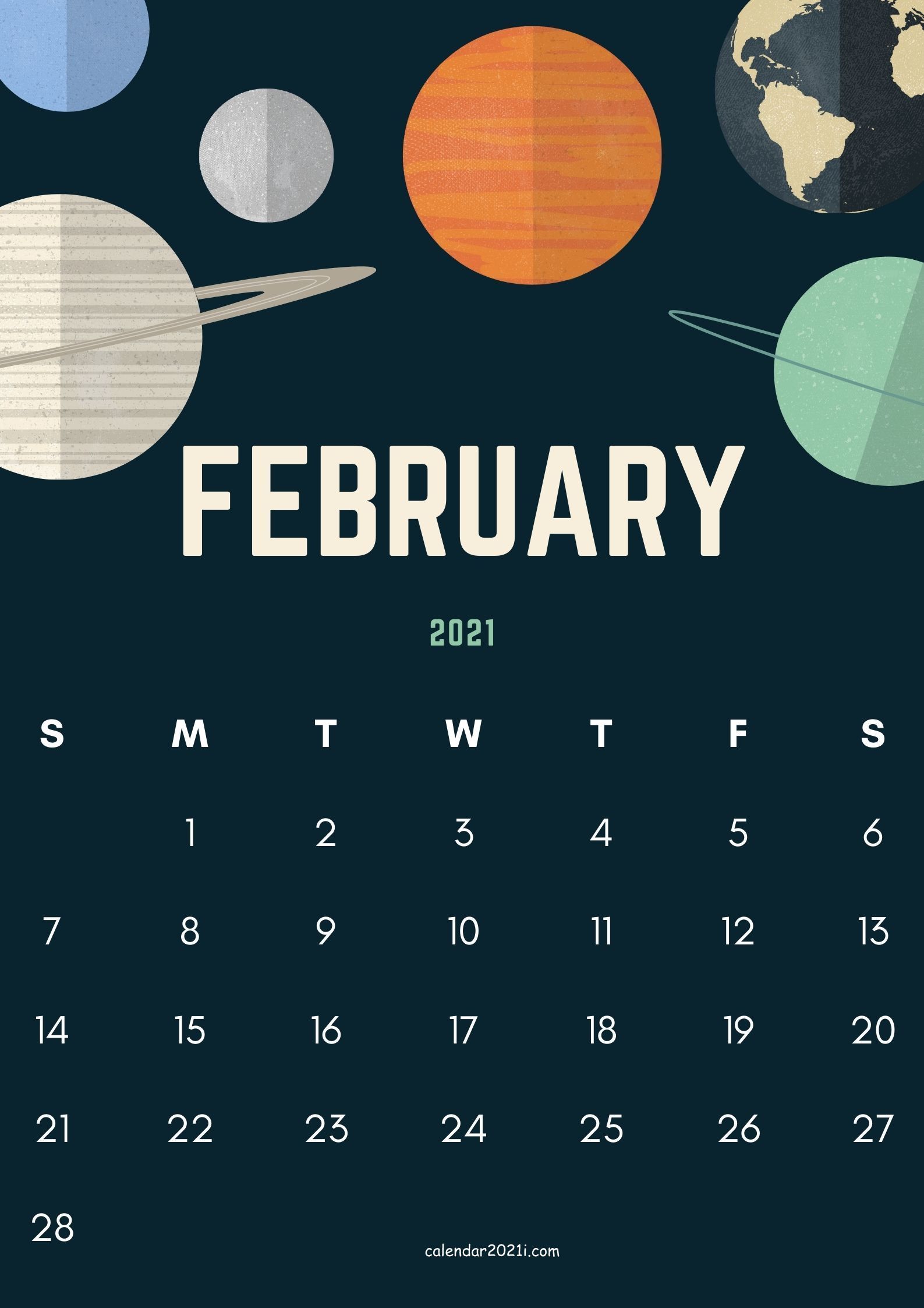 February 2021 Calendar Desktop Wallpapers