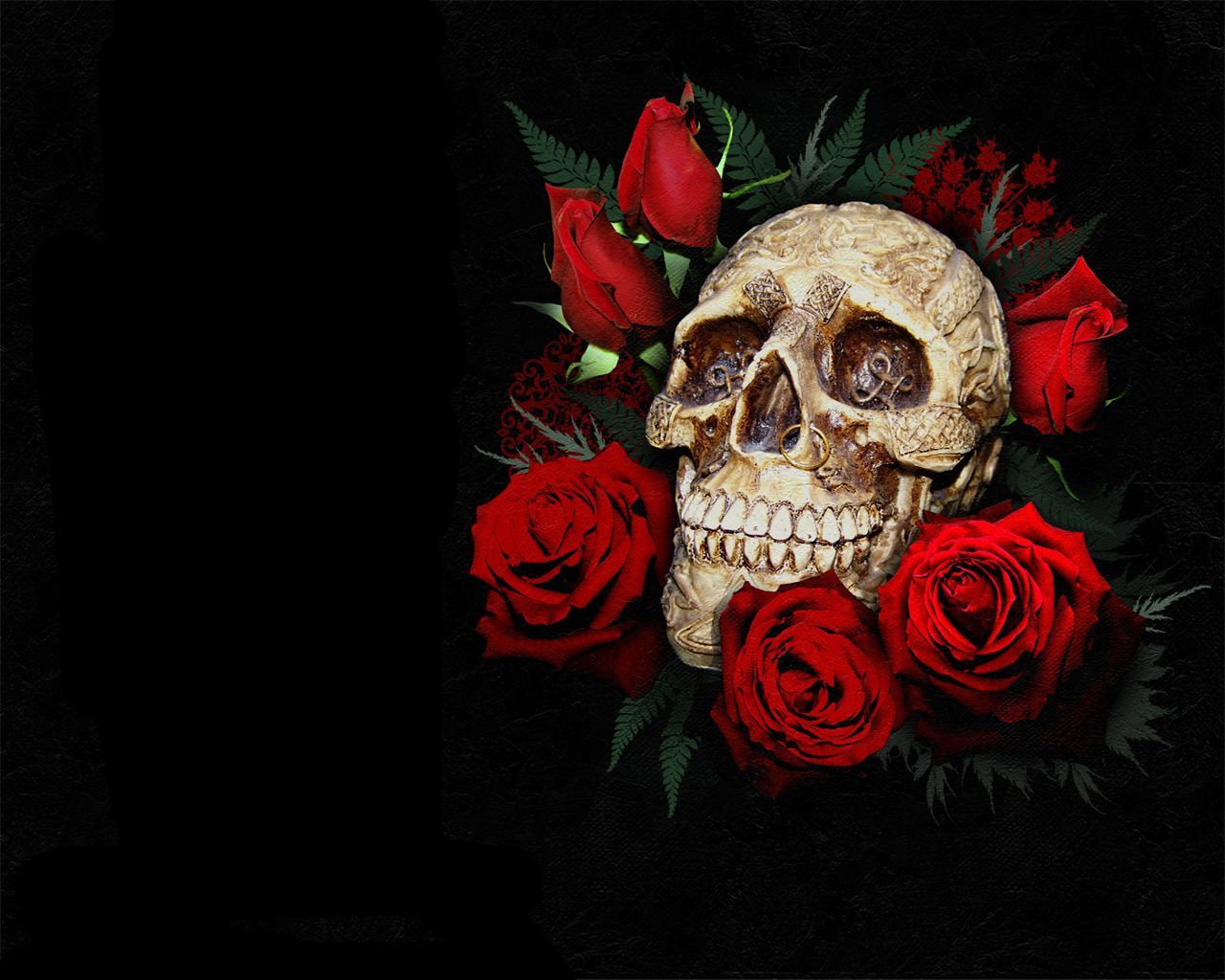 Feminine Skull And Roses Wallpapers