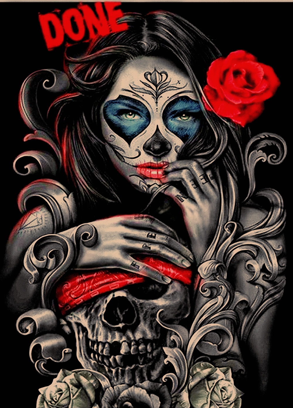 Feminine Skull And Roses Wallpapers