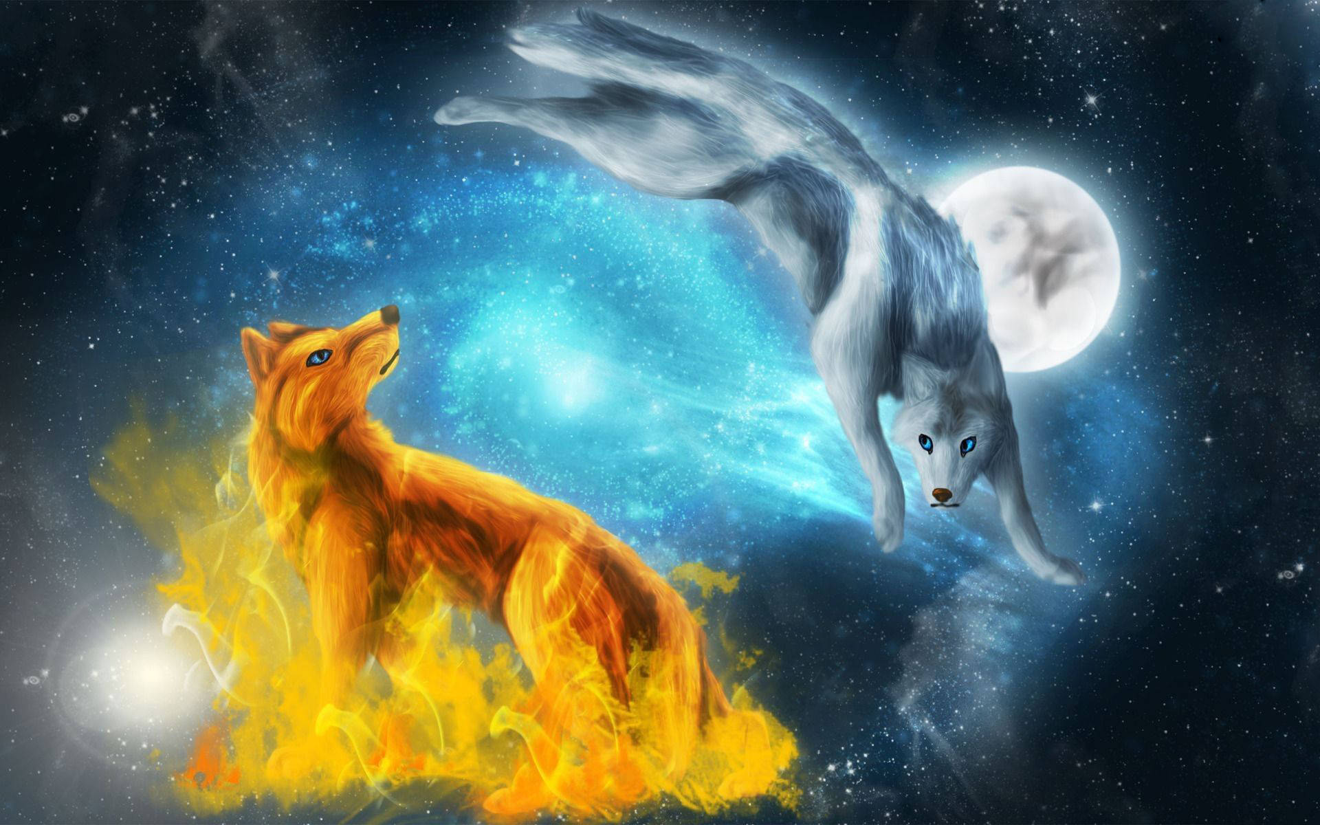 Fire And Water Wolves Wallpapers