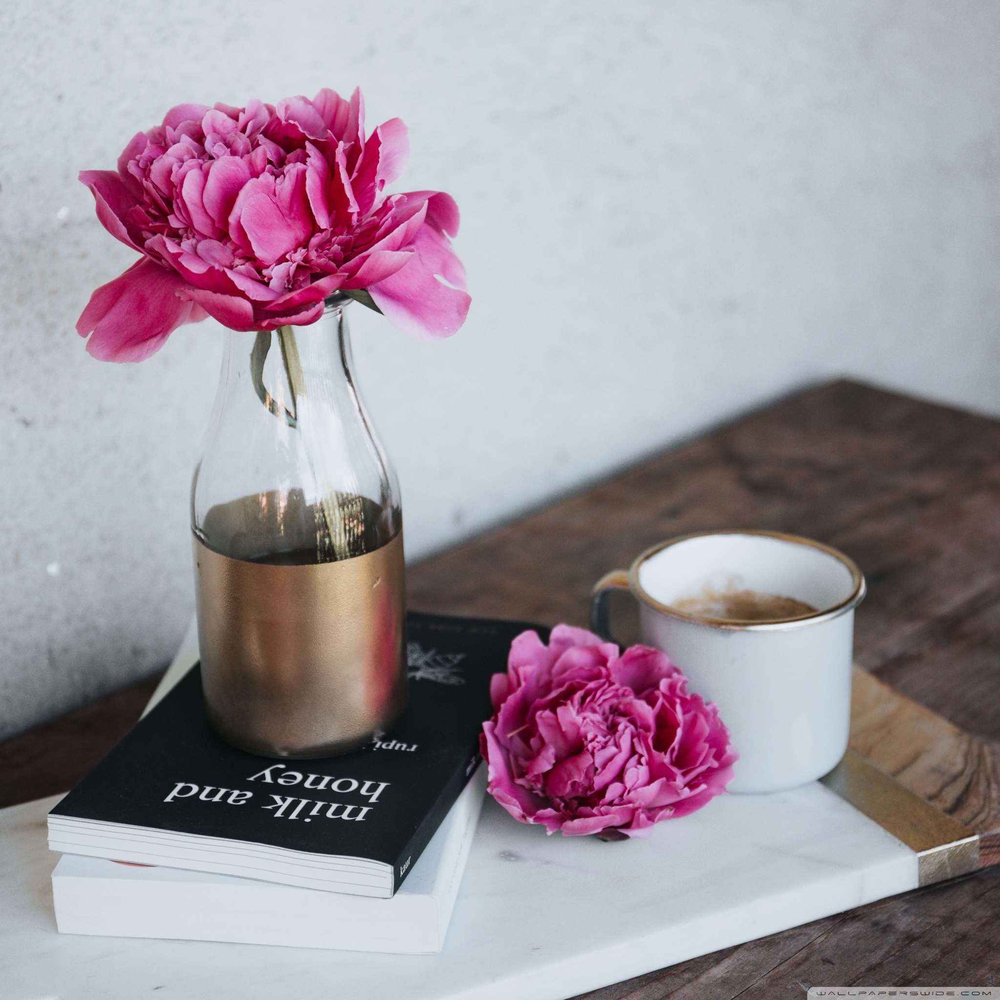 Flowers And Books Wallpapers