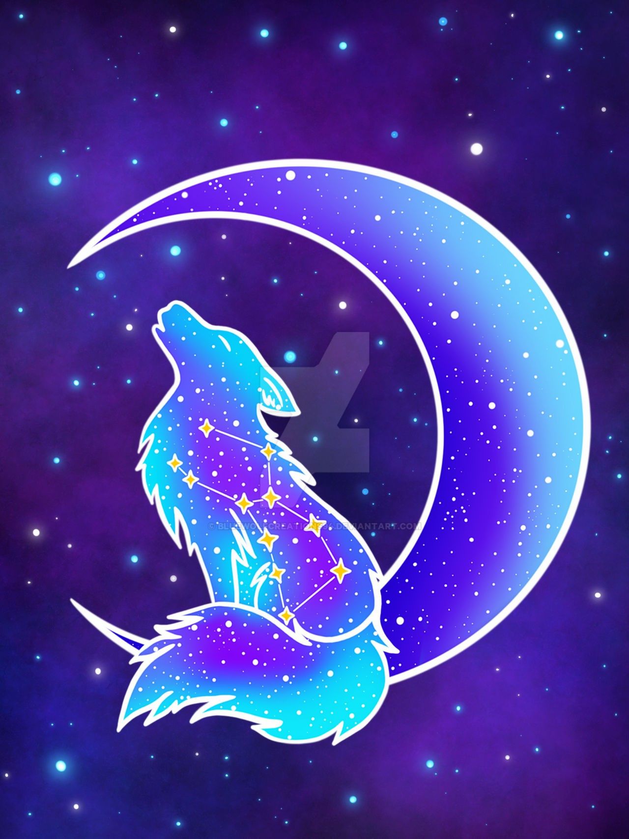 Galaxy Cute Wolf Drawings Wallpapers