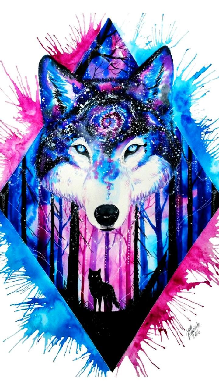 Galaxy Cute Wolf Drawings Wallpapers