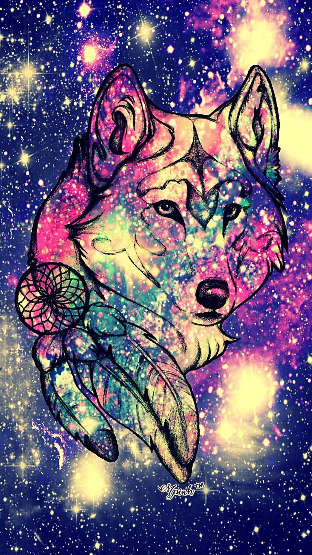 Galaxy Cute Wolf Drawings Wallpapers