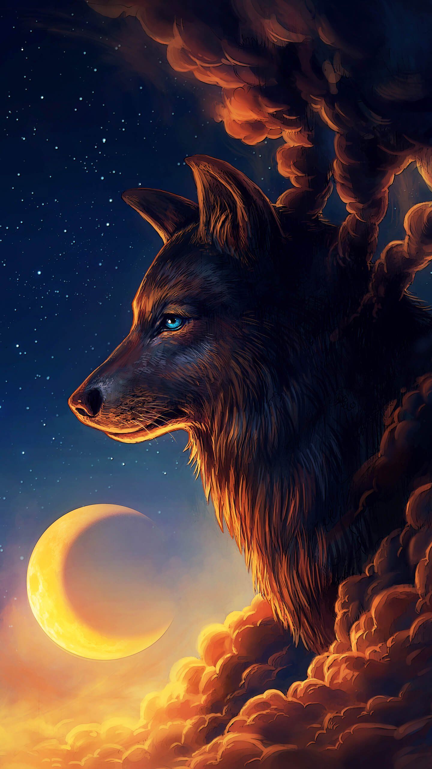 Galaxy Cute Wolf Drawings Wallpapers